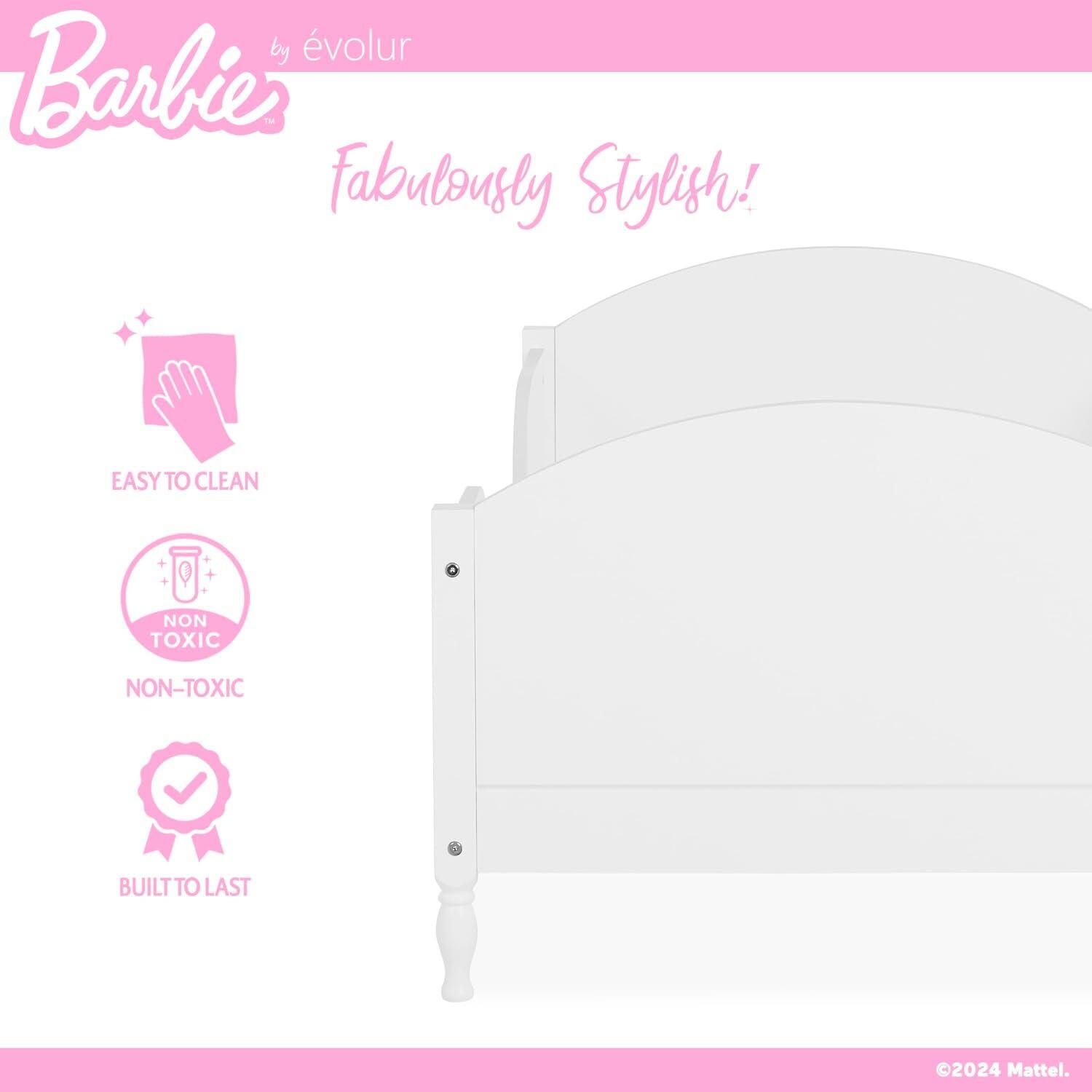 Barbie By Evolur Dreamscape Toddler Bed, White, large