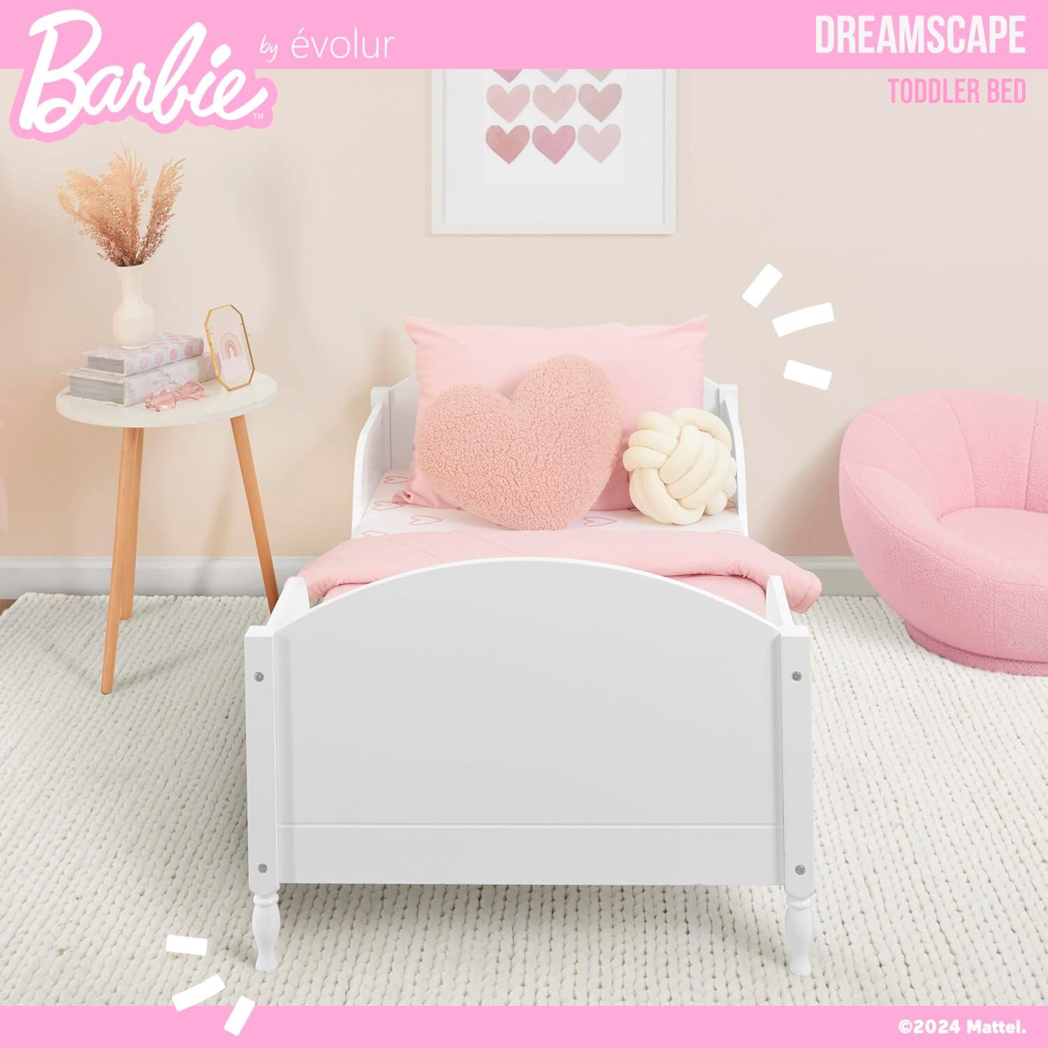 Barbie By Evolur Dreamscape Toddler Bed, White, large
