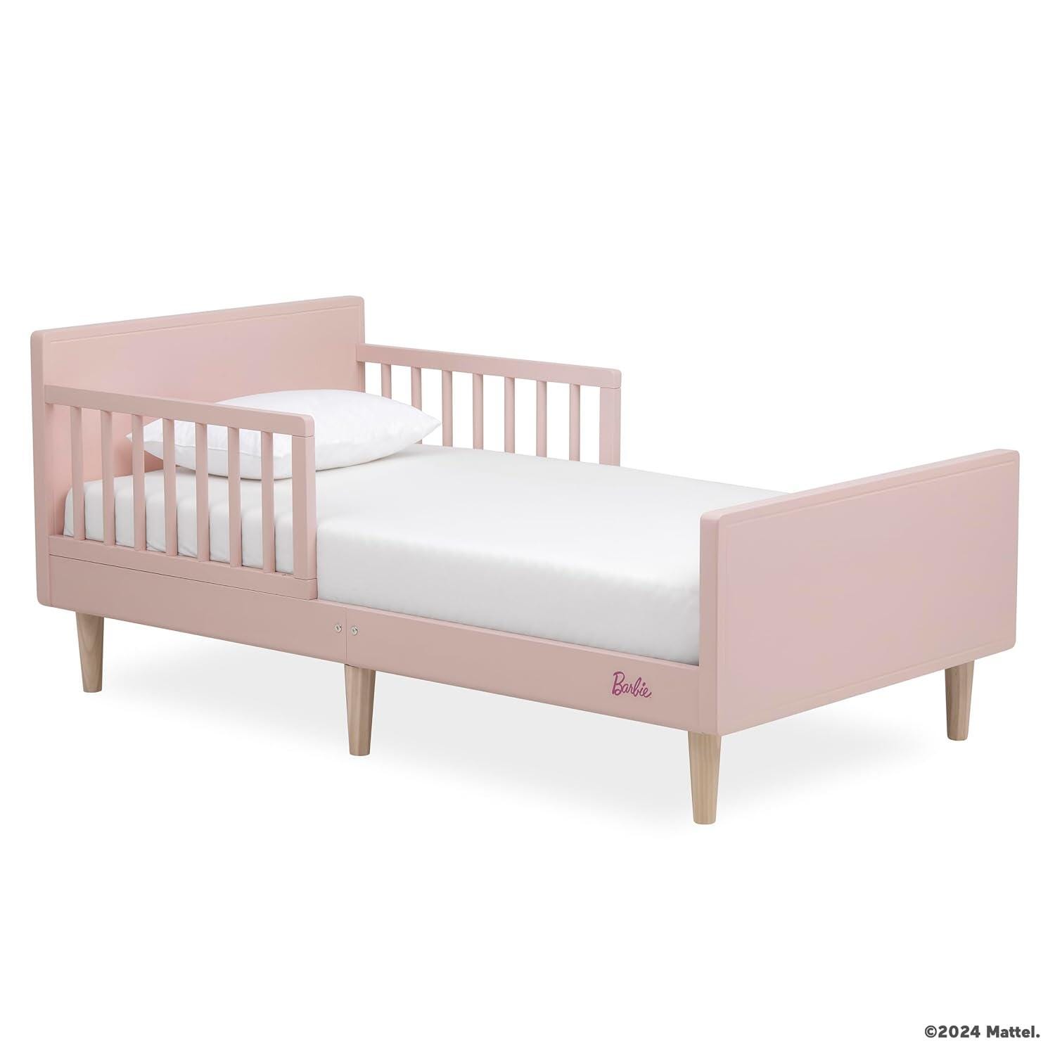Barbie By Evolur Los Altos Toddler Bed, Blush Pink/Beige, large