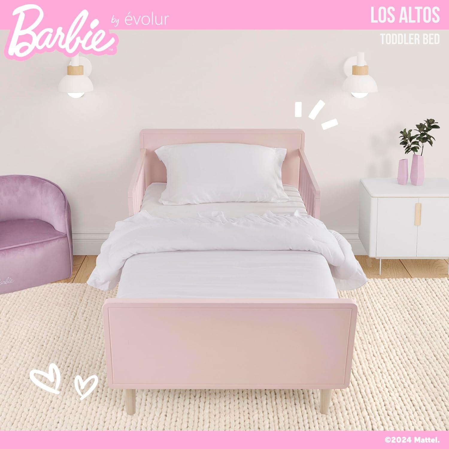 Barbie By Evolur Los Altos Toddler Bed, Blush Pink/Beige, large