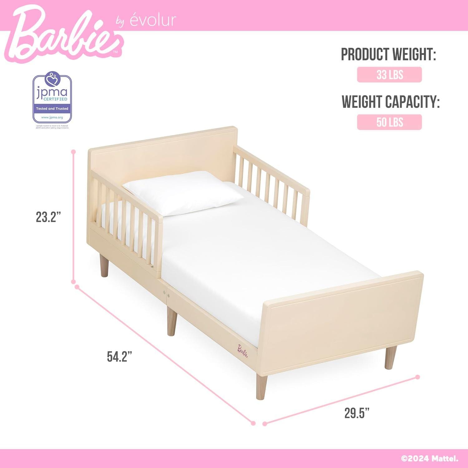 Barbie By Evolur Los Altos Toddler Bed, Vanilla Cream, large
