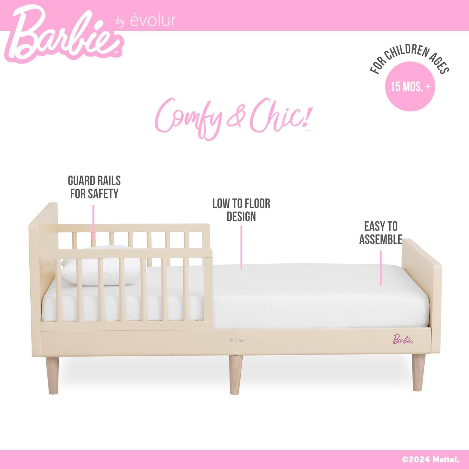 Barbie By Evolur Los Altos Toddler Bed, Vanilla Cream, large