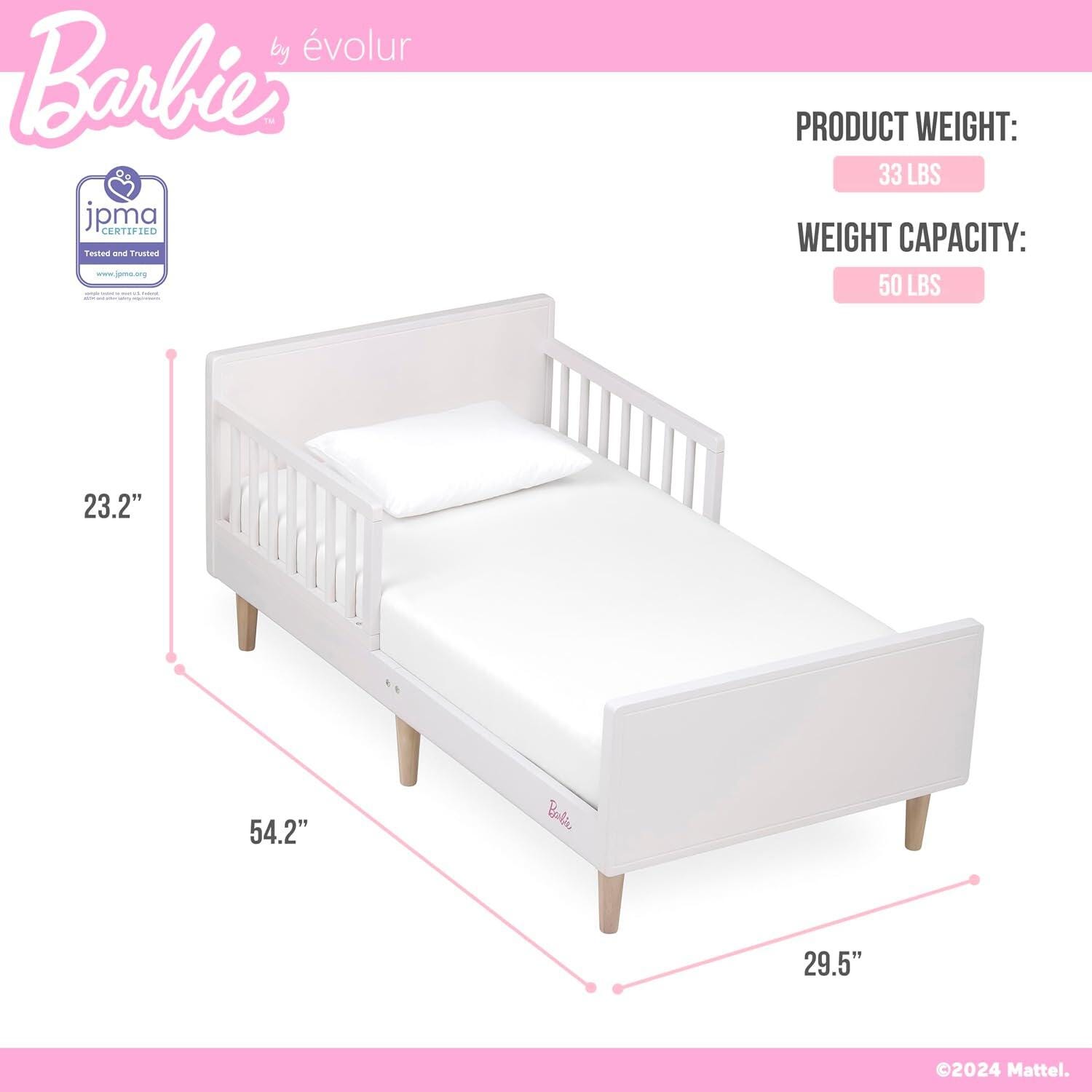 Barbie By Evolur Los Altos Toddler Bed, Lavender Sky/Beige, large