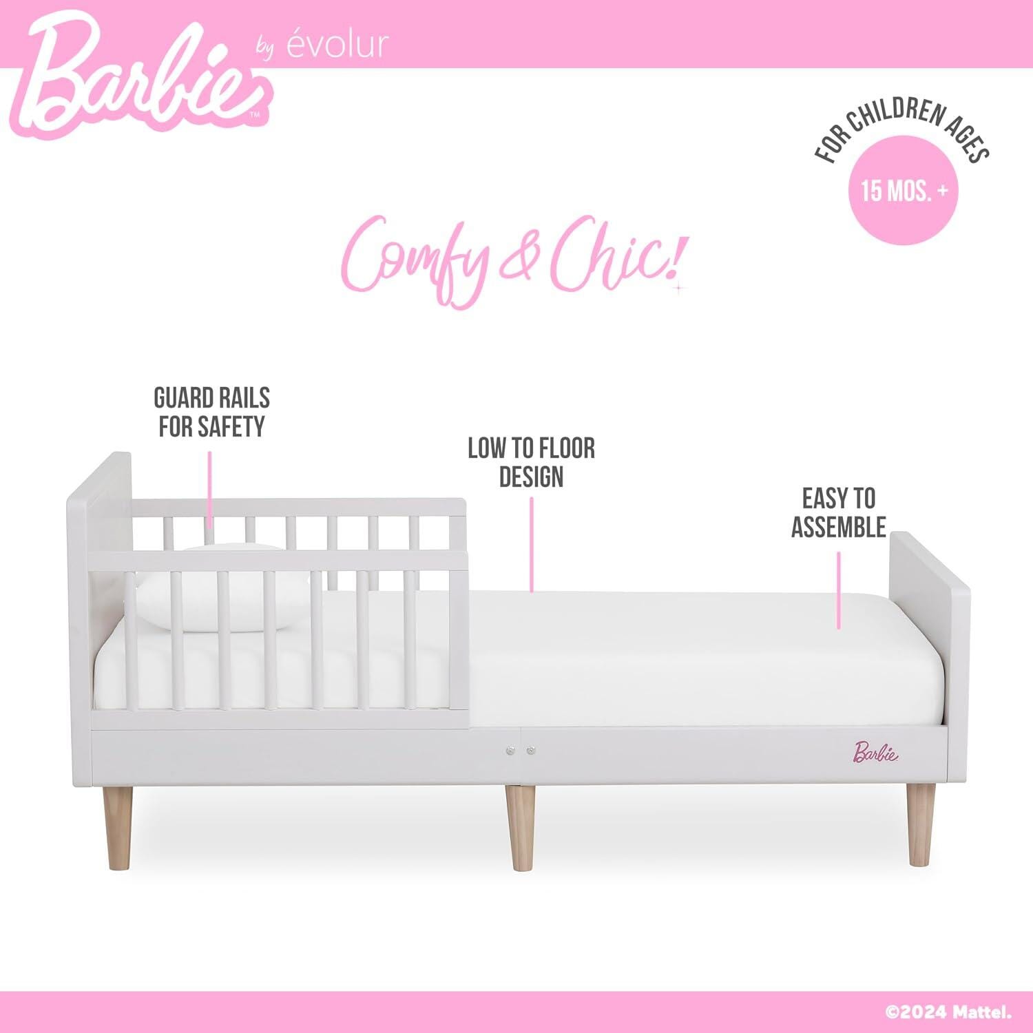 Barbie By Evolur Los Altos Toddler Bed, Lavender Sky/Beige, large
