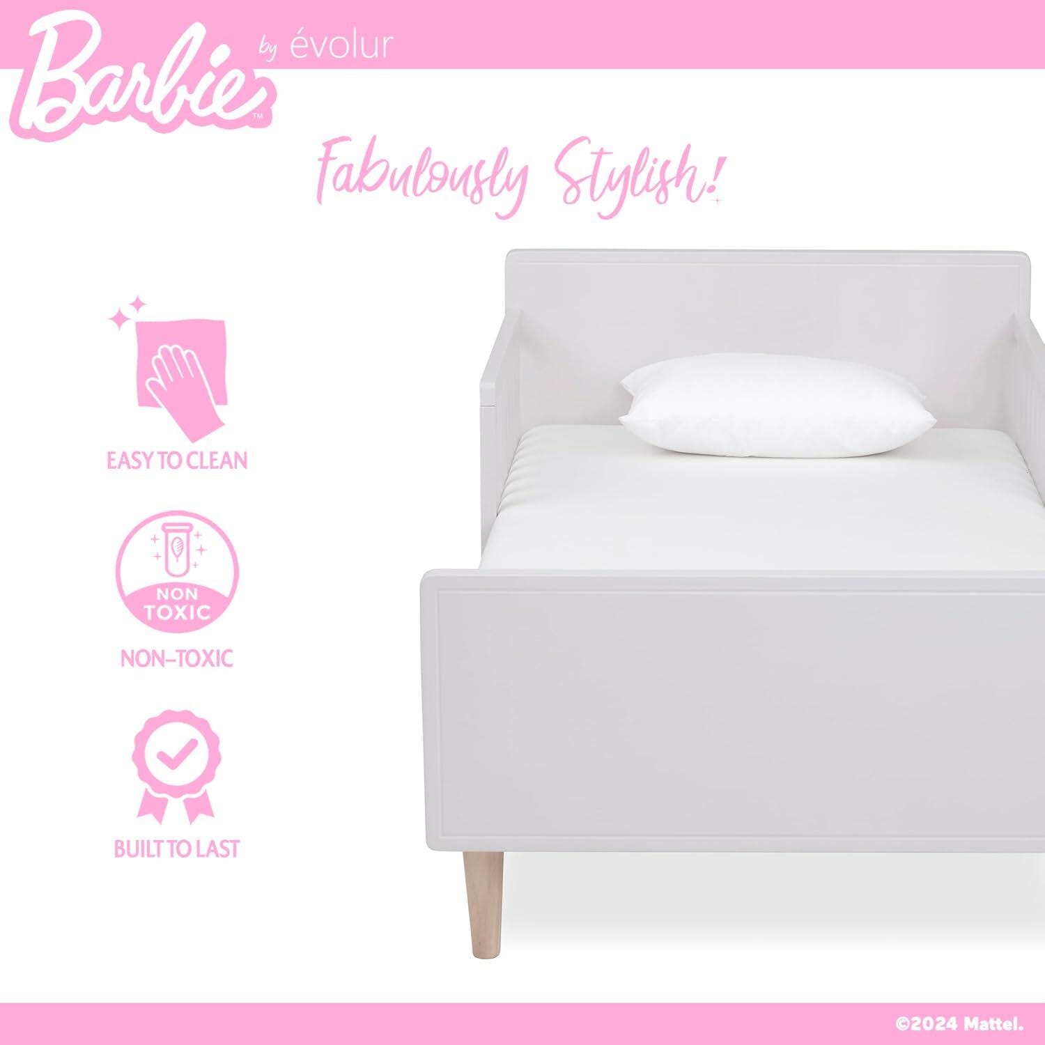 Barbie By Evolur Los Altos Toddler Bed, Lavender Sky/Beige, large