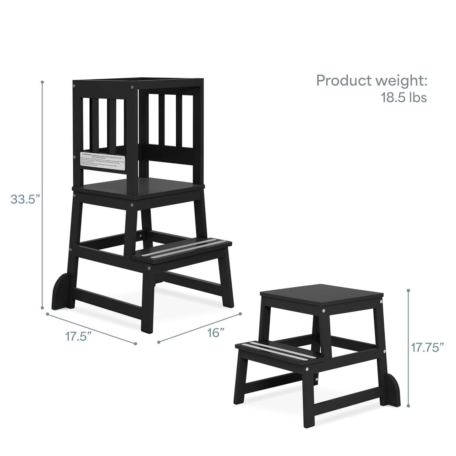 Dream On Me 2-in-1 Step Stool, Black, large