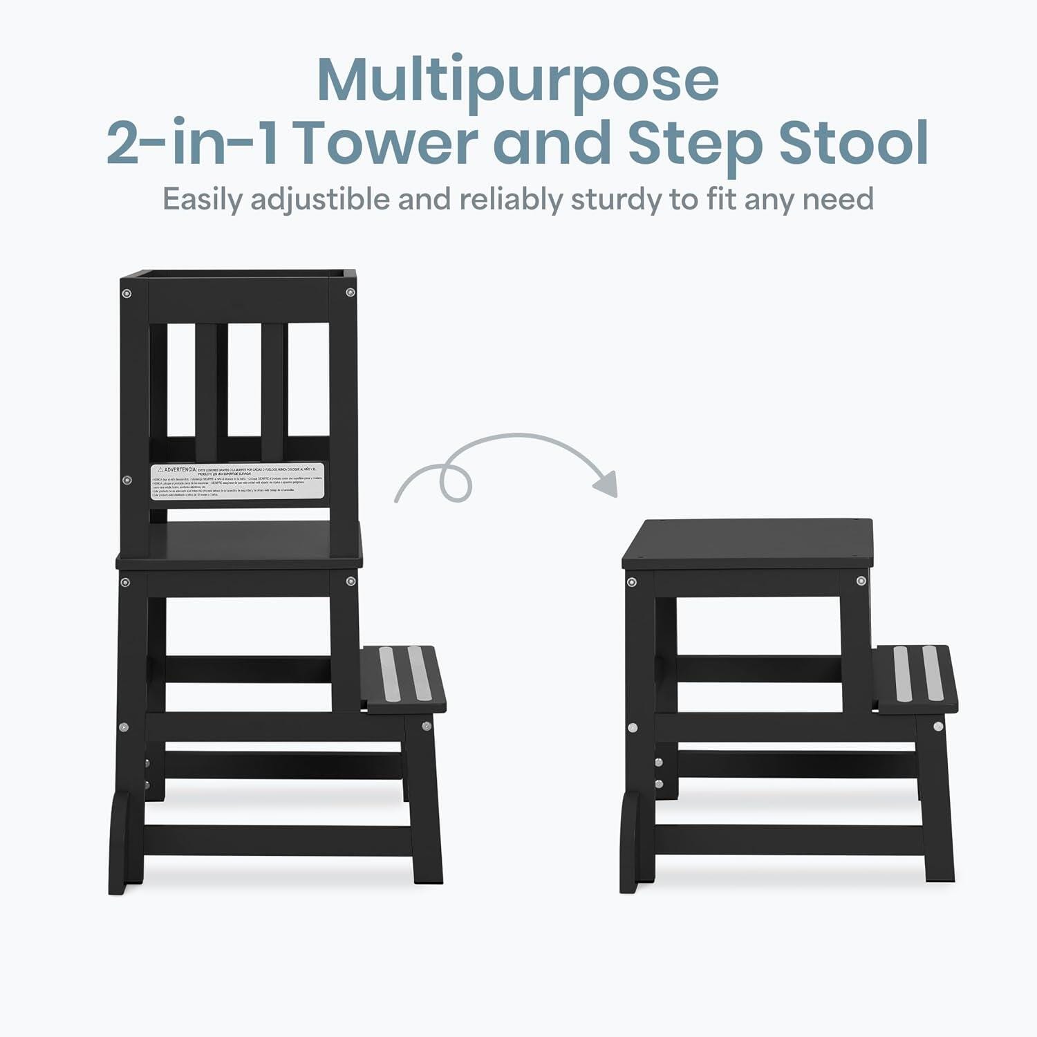 Dream On Me 2-in-1 Step Stool, Black, large