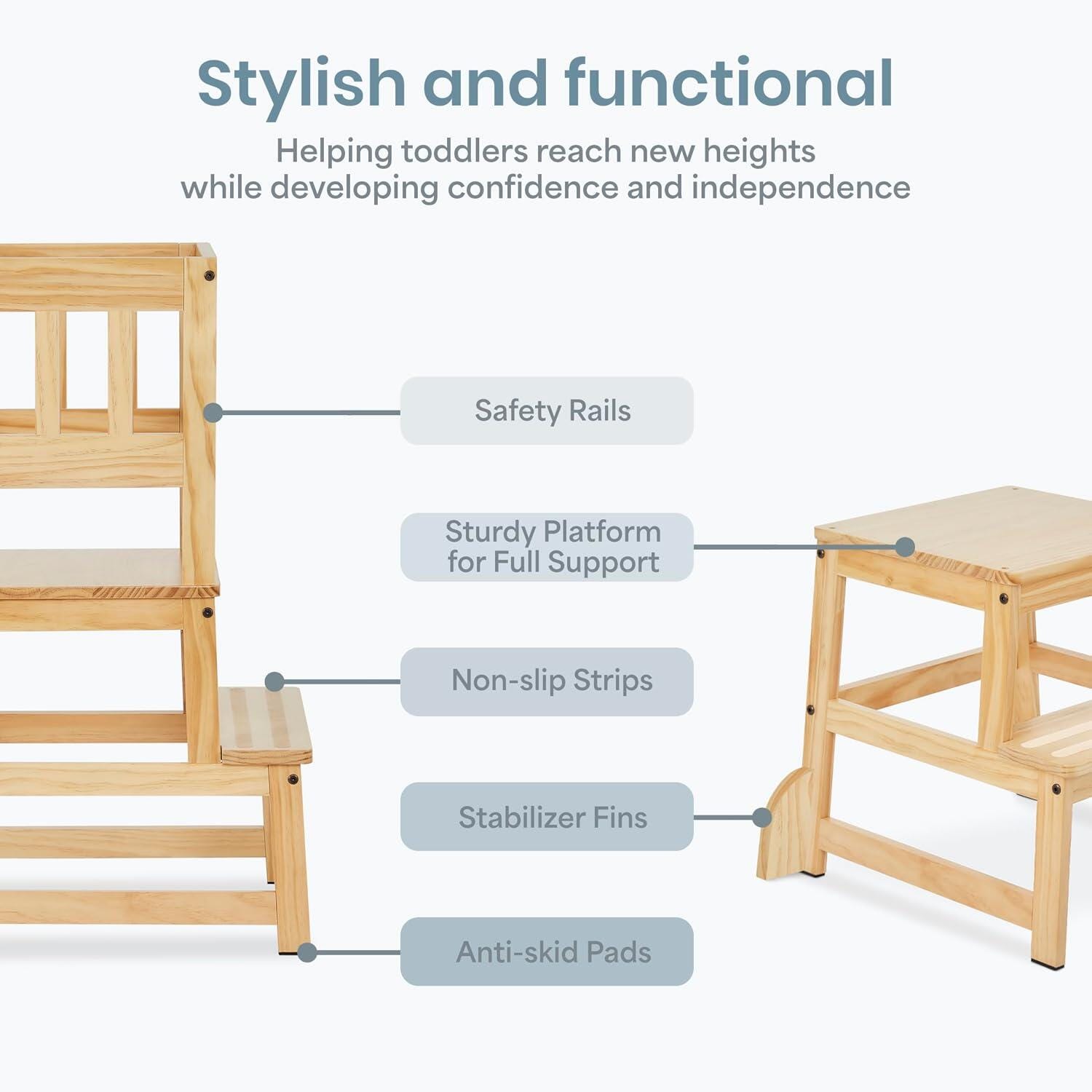 Dream On Me 2-in-1 Step Stool, Natural, large