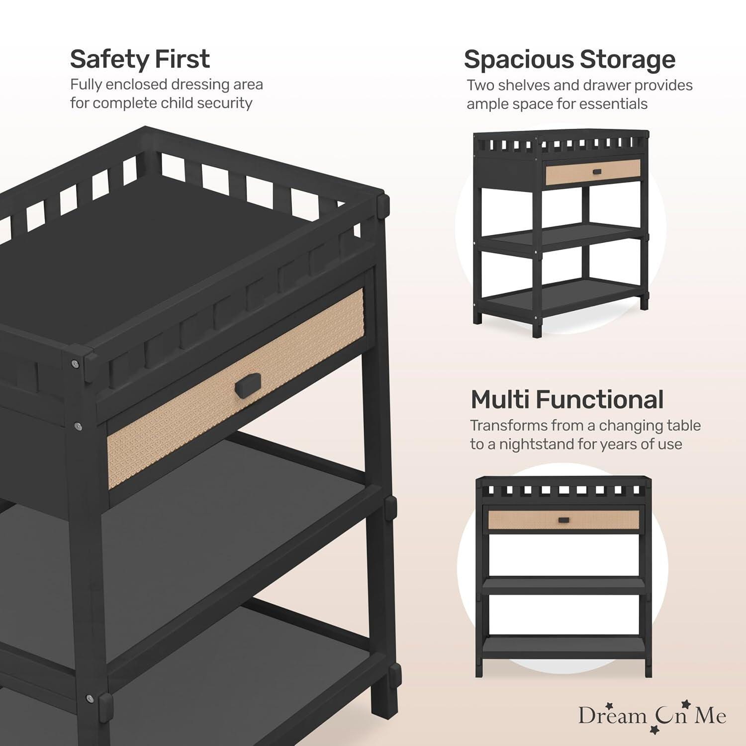 Dream On Me Doula Changing Table, Matte Black, large