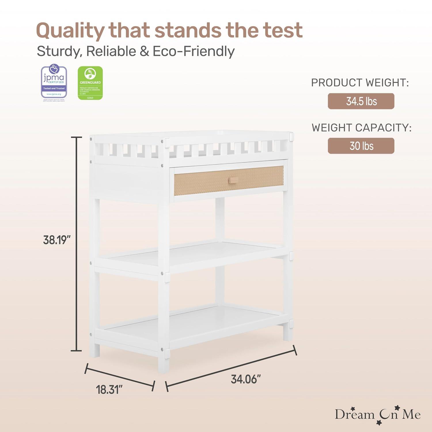 Dream On Me Doula Changing Table, White/Natural, large
