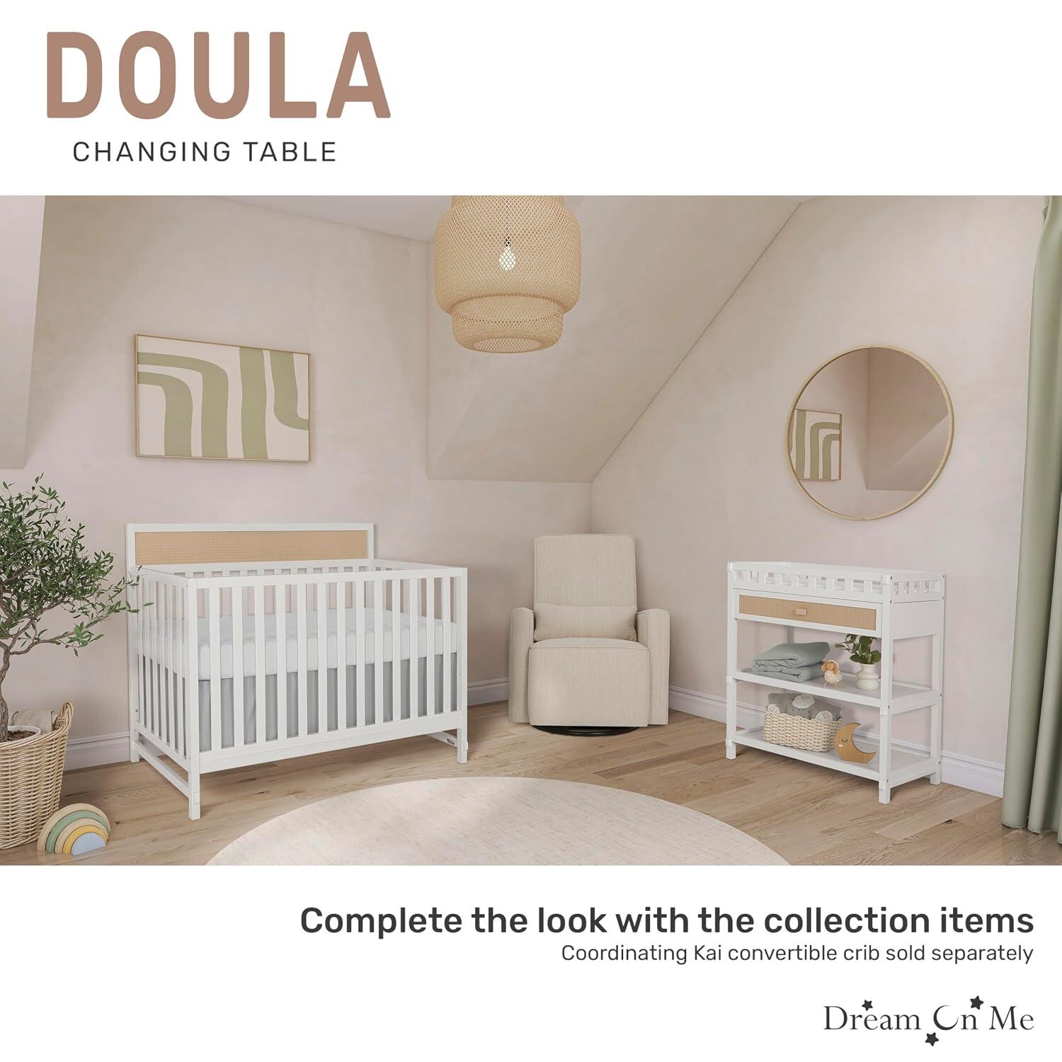 Dream On Me Doula Changing Table, White/Natural, large