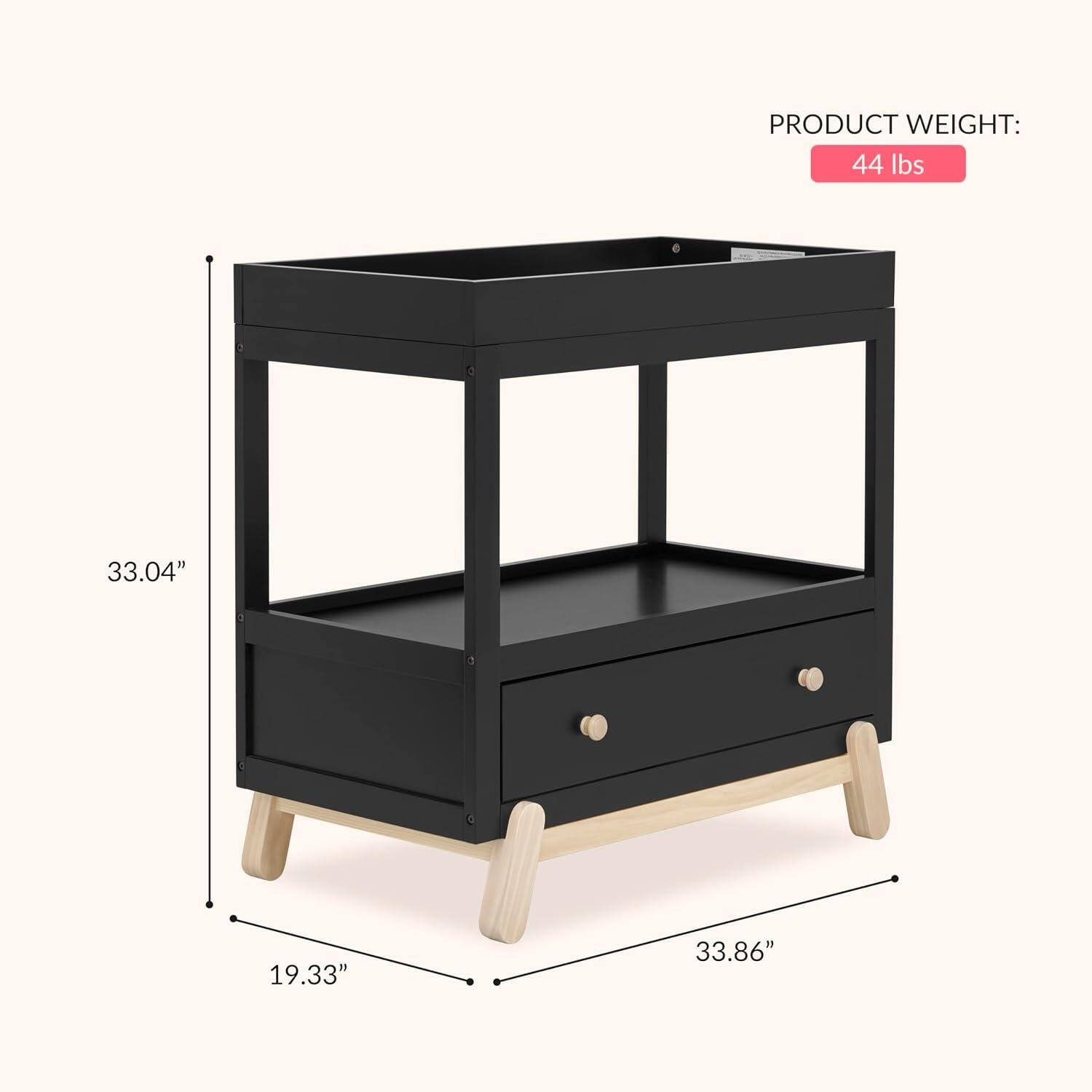 Dream On Me Hygge Solid Changing Table, Black/Tan, large