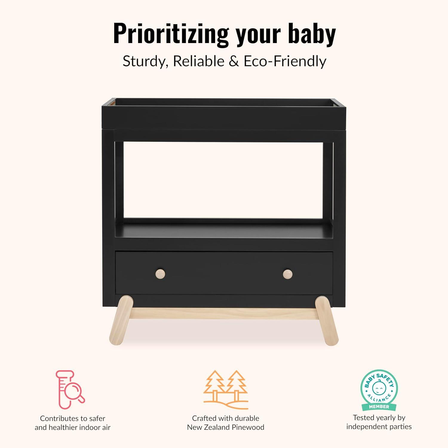 Dream On Me Hygge Solid Changing Table, Black/Tan, large