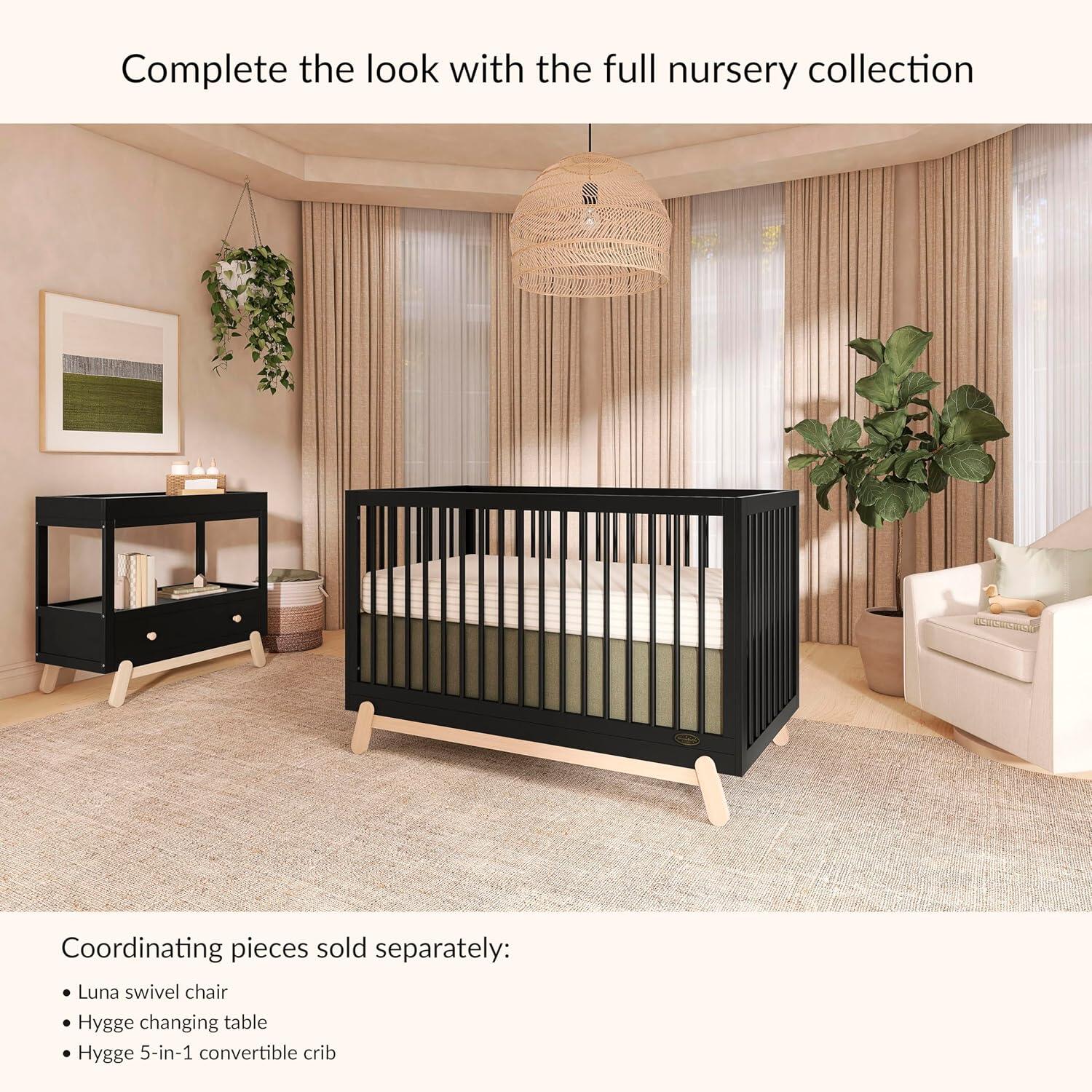 Dream On Me Hygge Solid Changing Table, Black/Tan, large