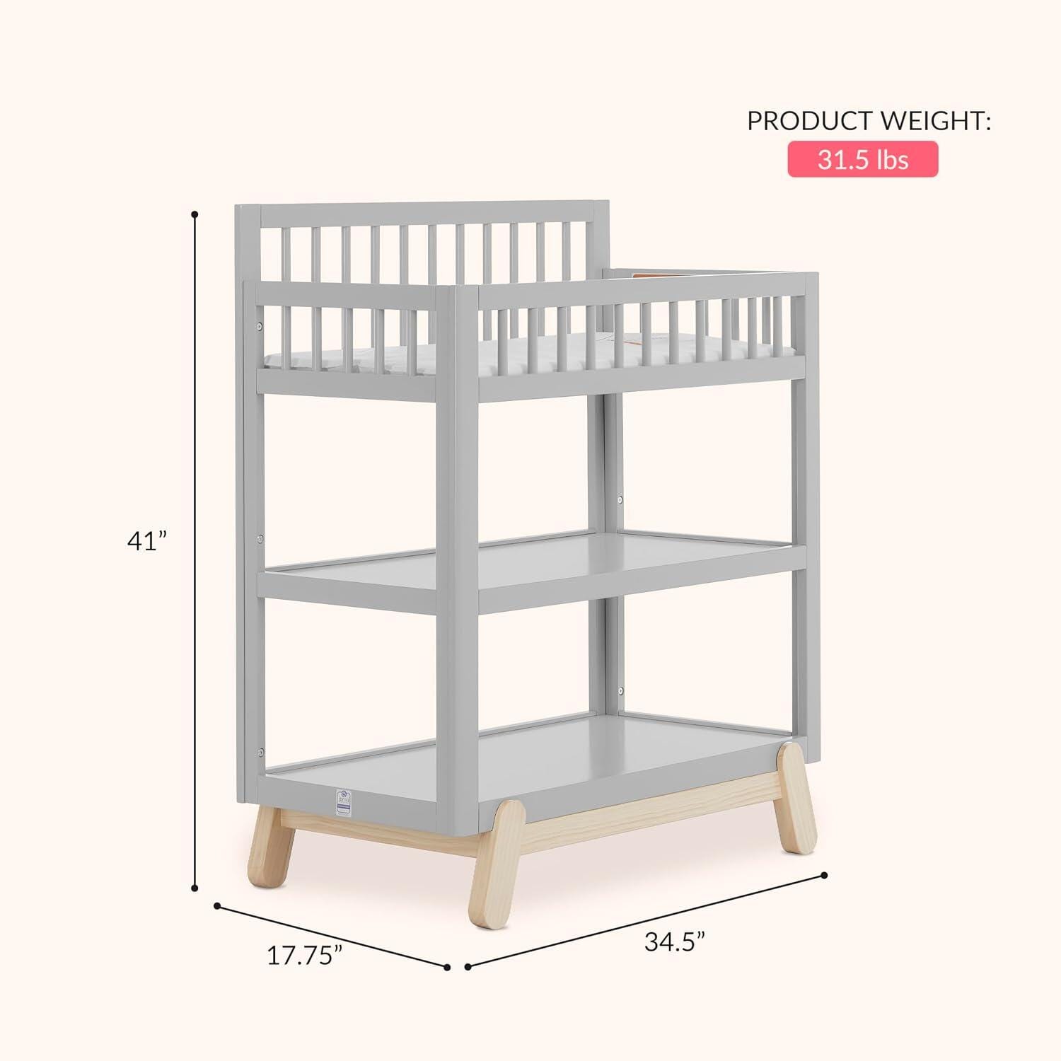 Dream On Me Hygge Changing Table, Pebble Gray/Tan, large