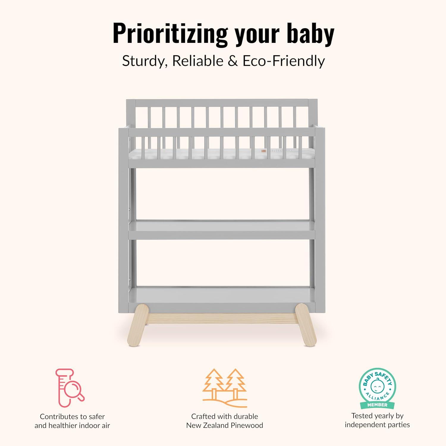 Dream On Me Hygge Changing Table, Pebble Gray/Tan, large