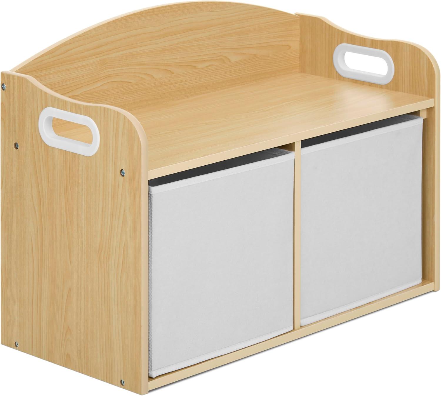 Evolur Kids Storage Bench, Natural/White