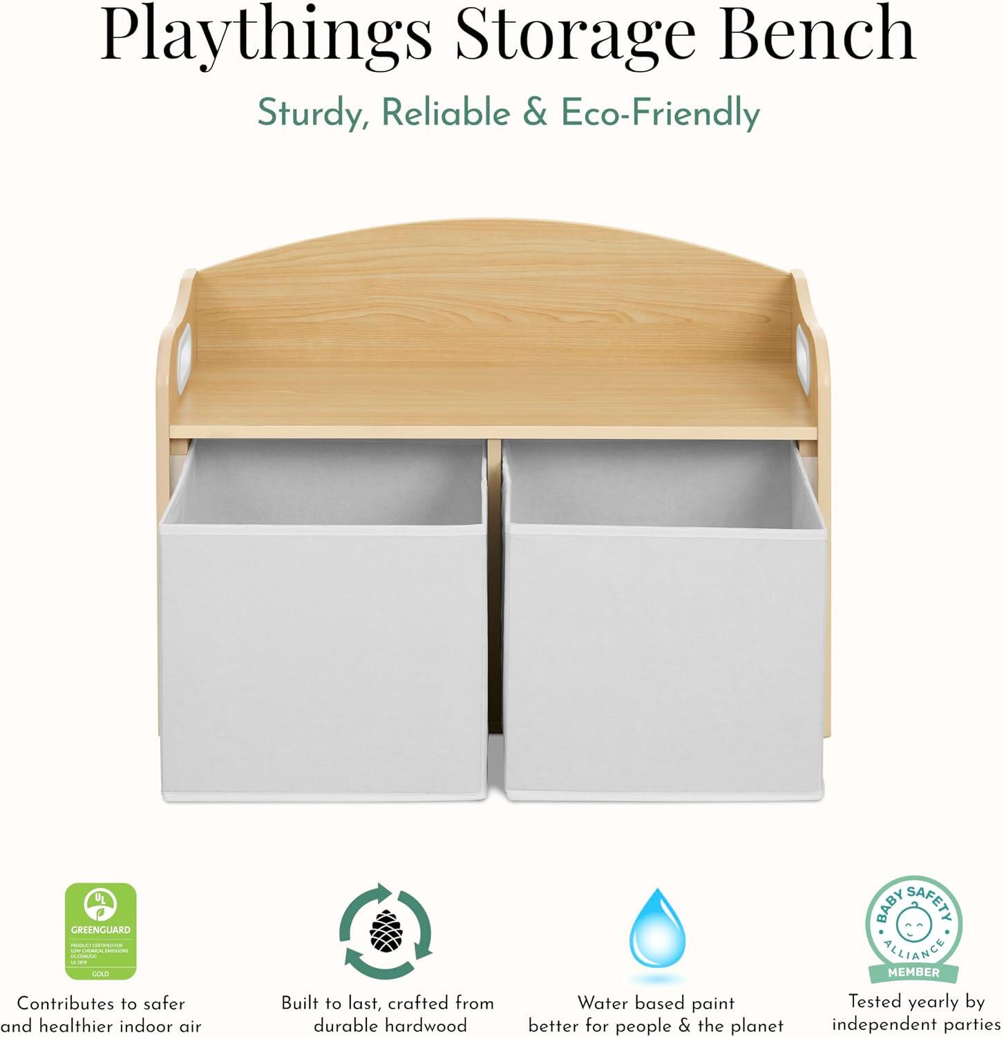 Evolur Kids Storage Bench, Natural/White, large