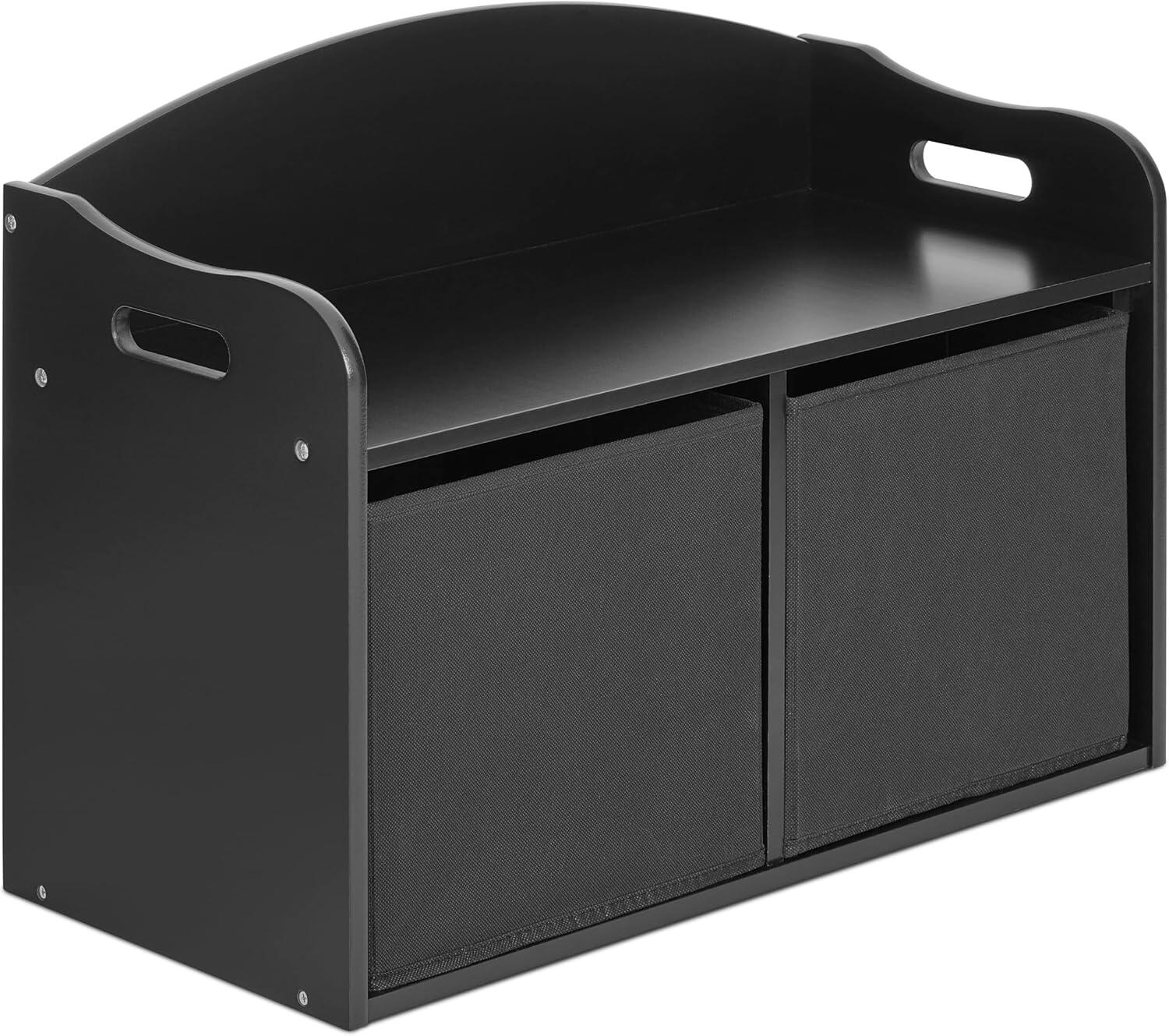 Evolur Kids Storage Bench, Matte Black, large