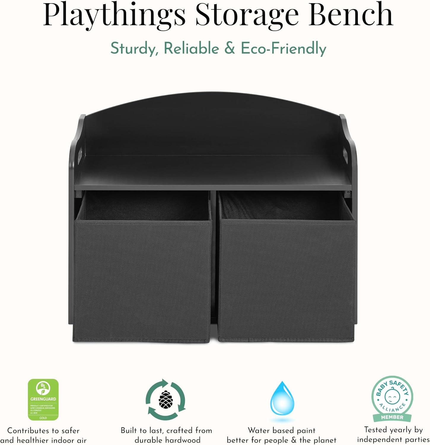 Evolur Kids Storage Bench, Matte Black, large