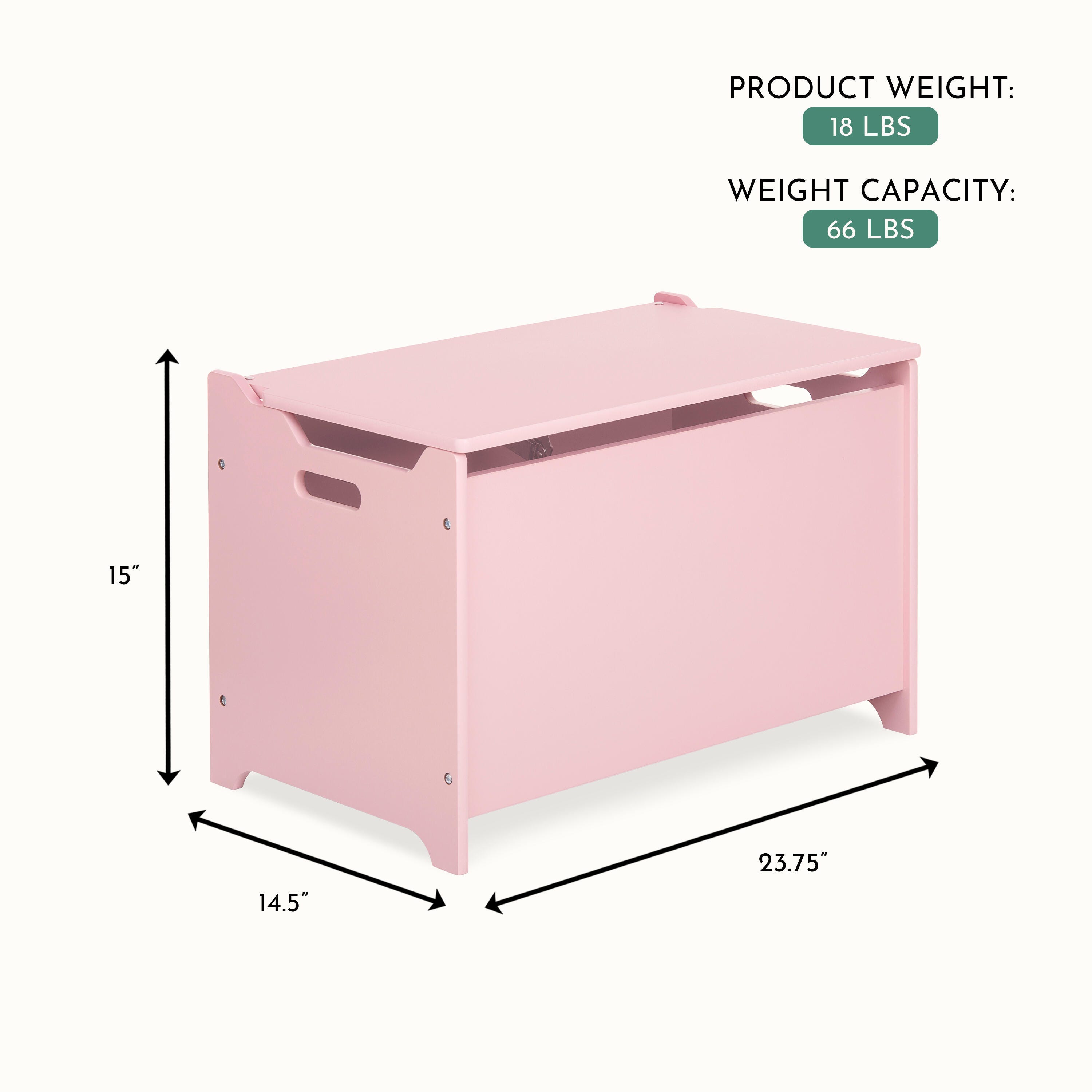 Evolur Kids Toy Chest, Pink, large