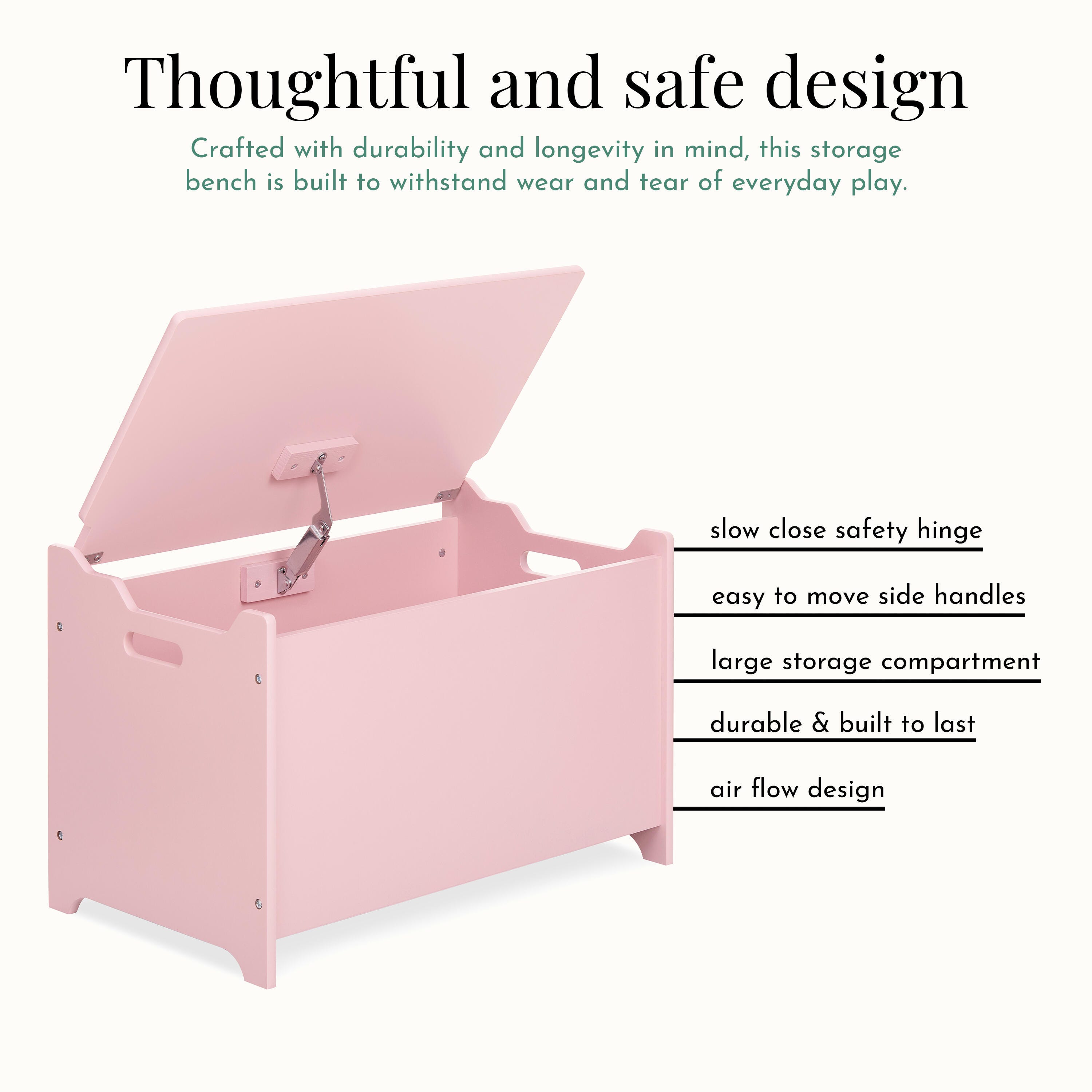 Evolur Kids Toy Chest, Pink, large