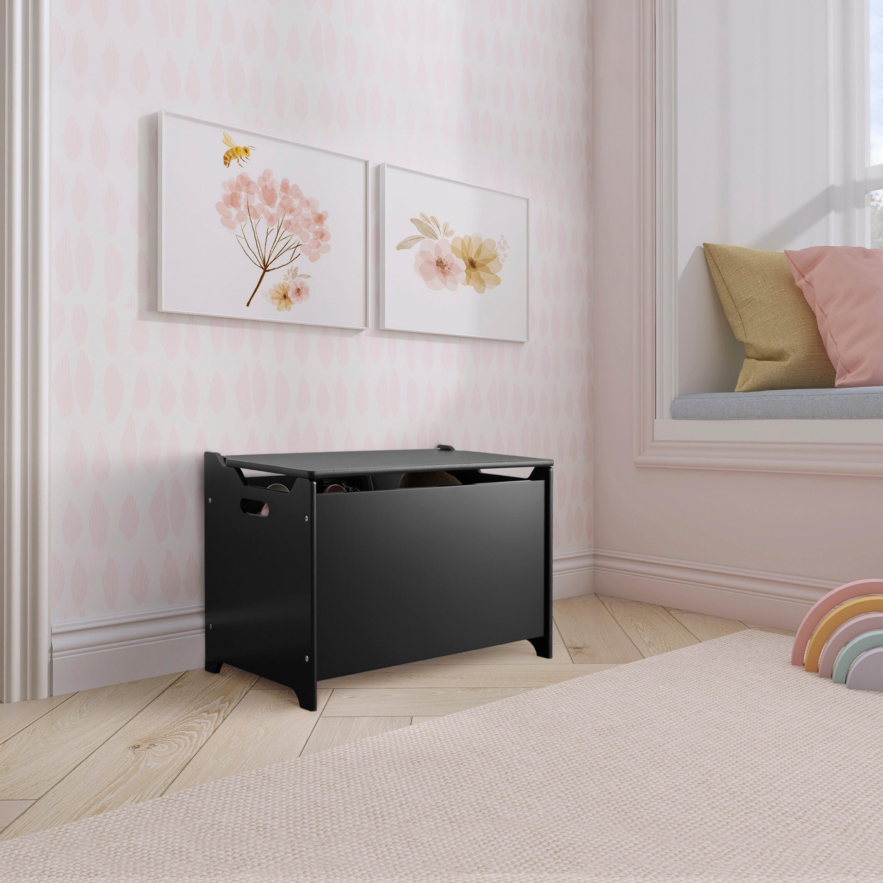 Evolur Kids Toy Chest, Matte Black, large