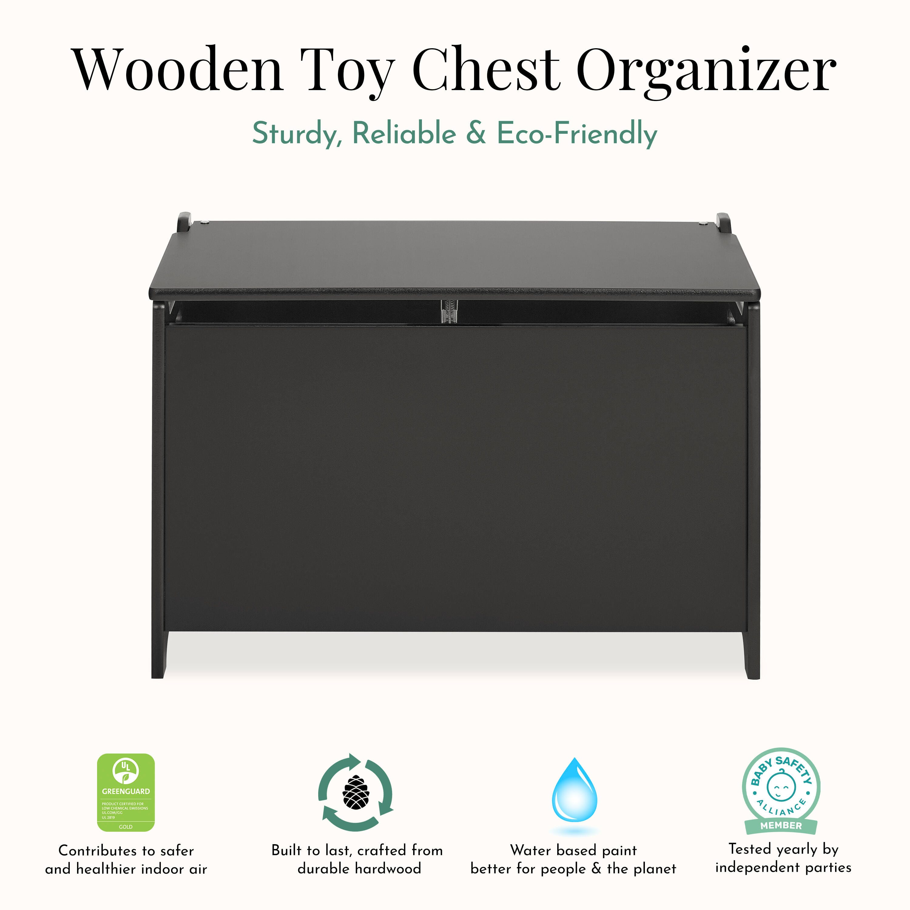 Evolur Kids Toy Chest, Matte Black, large