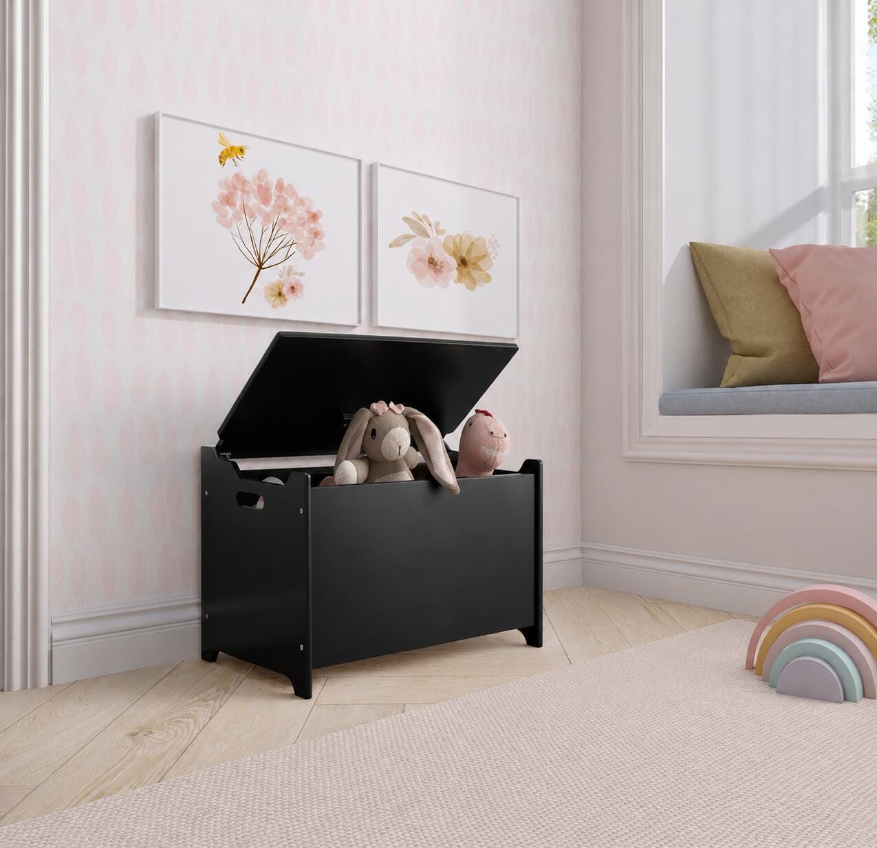 Evolur Kids Toy Chest, Matte Black, large