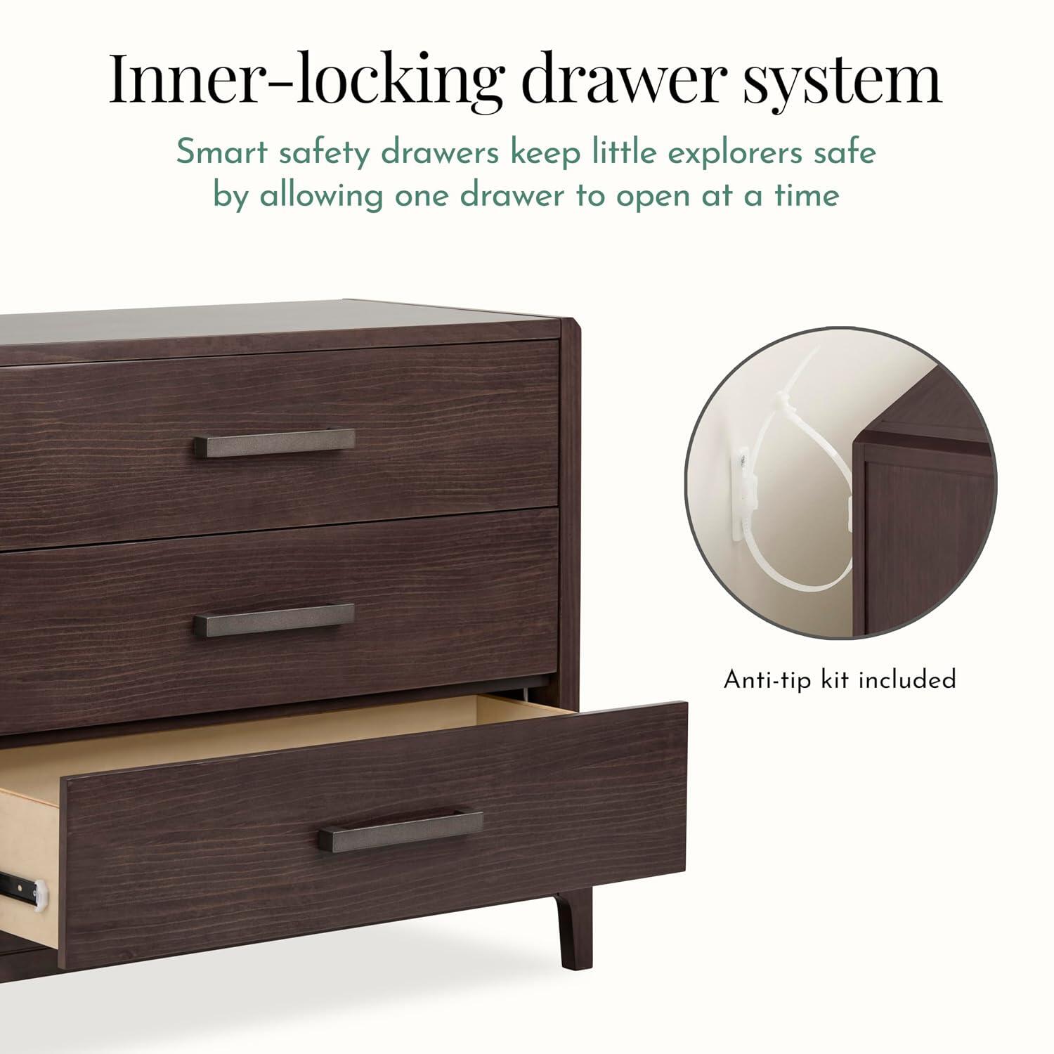 Evolur Atlas 3 Drawers Dresser with Changing Topper, , large