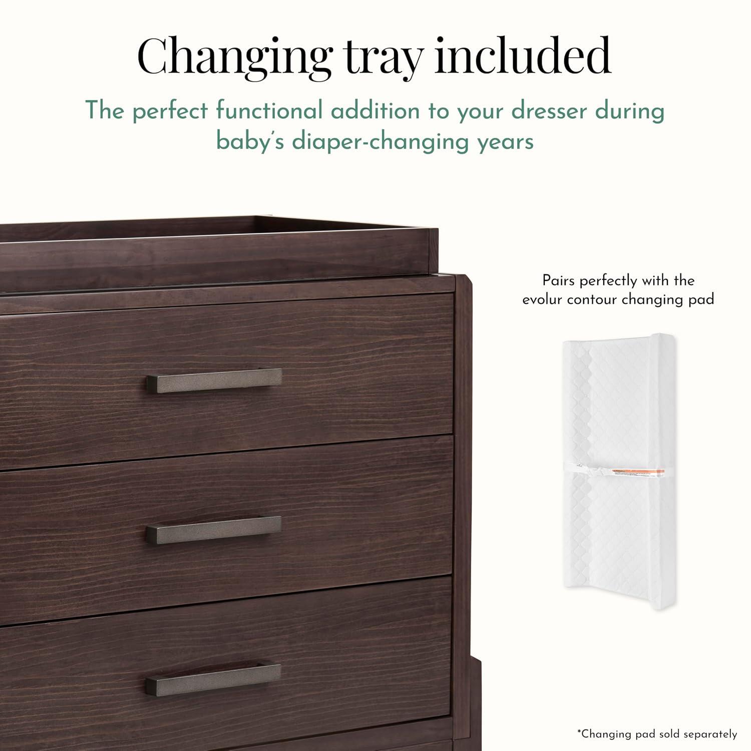 Evolur Atlas 3 Drawers Dresser with Changing Topper, , large