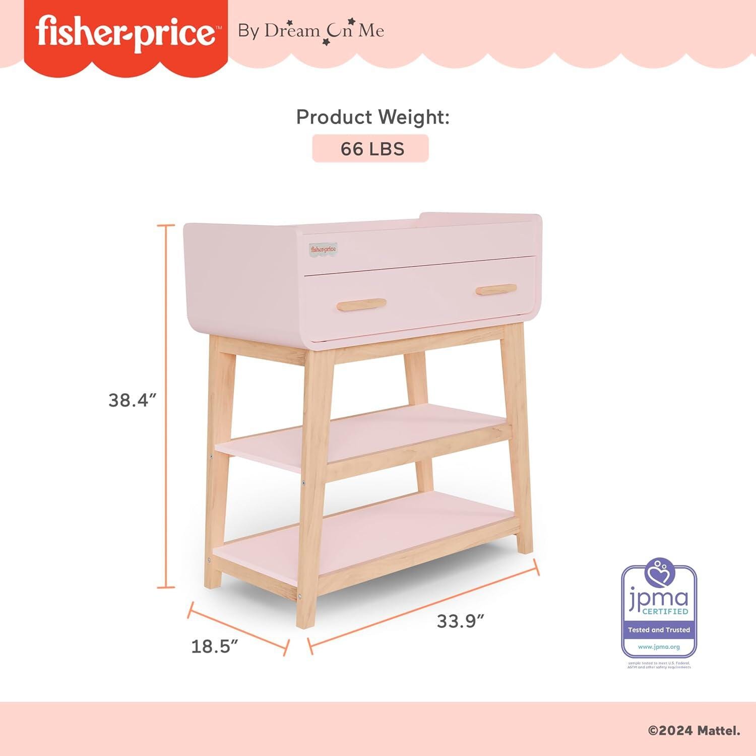 Fisher-Price Iris/Siesta Changing Table, Blush Pink/Beige, large