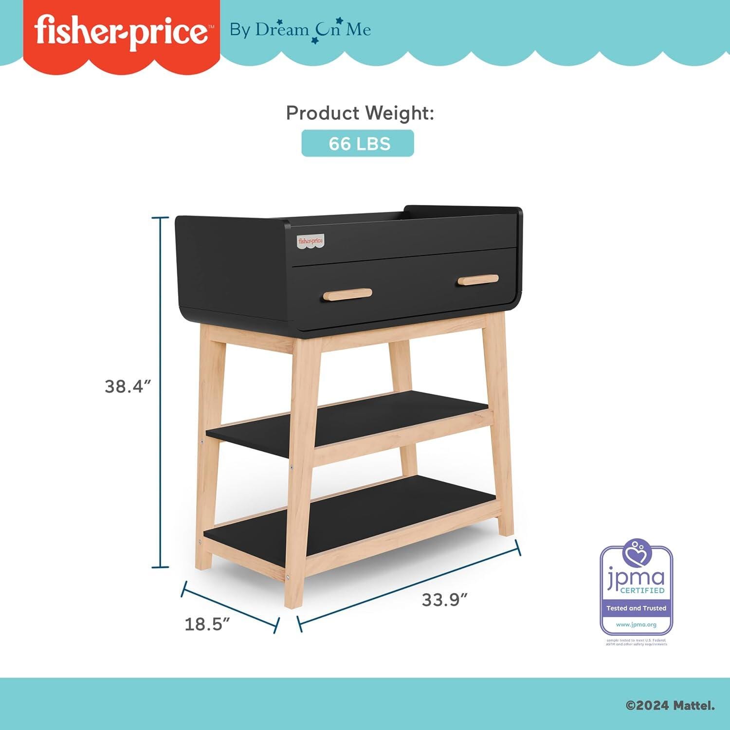 Fisher-Price Iris/Siesta Changing Table, Black/Vintage Oak, large