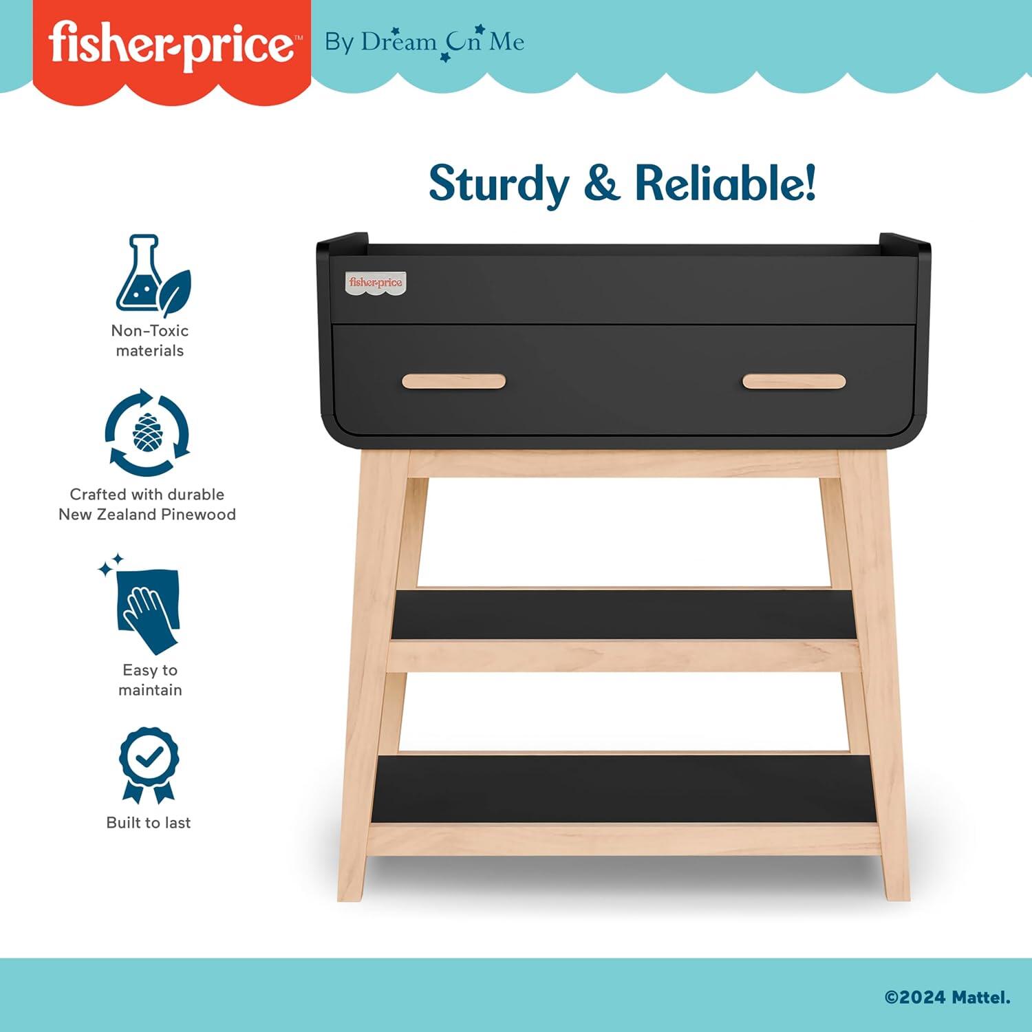 Fisher-Price Iris/Siesta Changing Table, Black/Vintage Oak, large