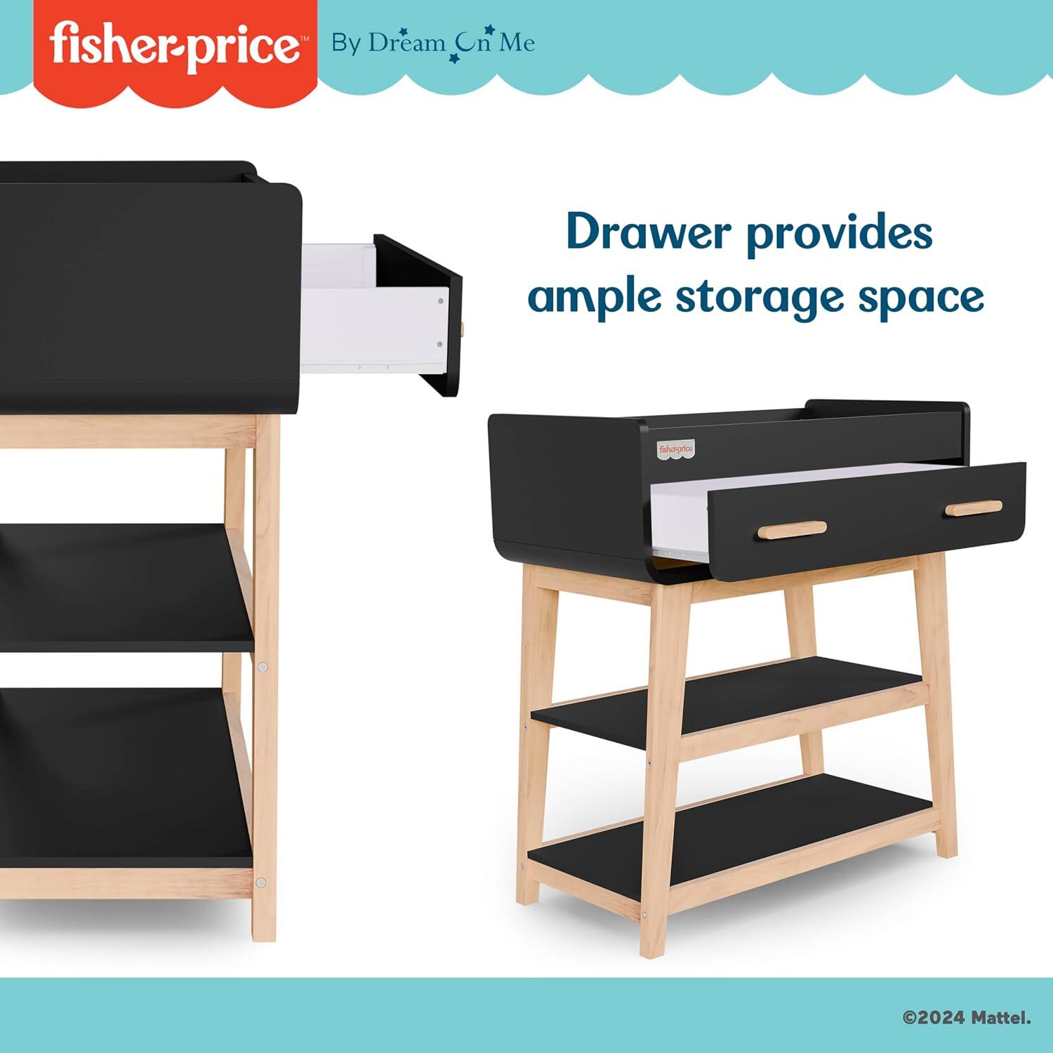 Fisher-Price Iris/Siesta Changing Table, Black/Vintage Oak, large
