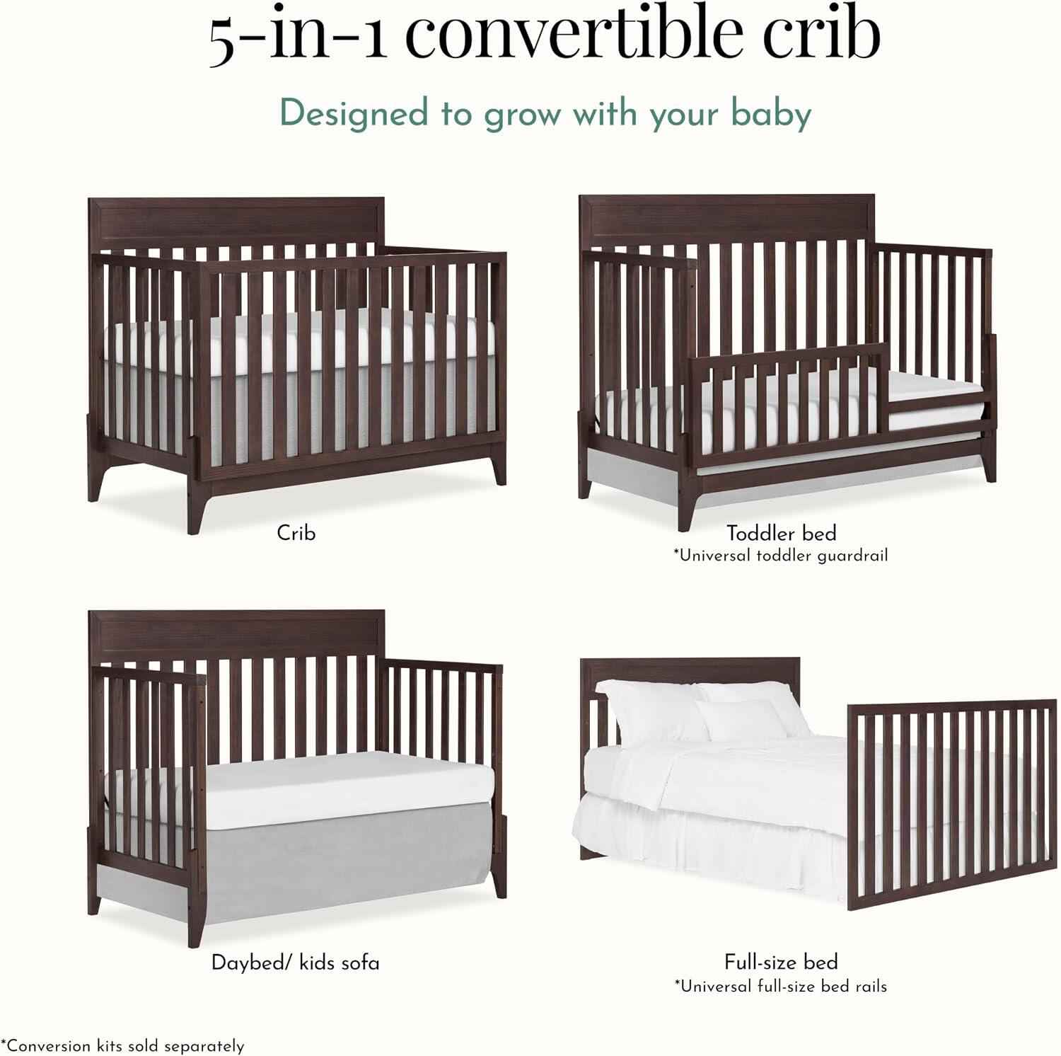 Evolur Atlas 5-in-1 Convertible Crib, , large