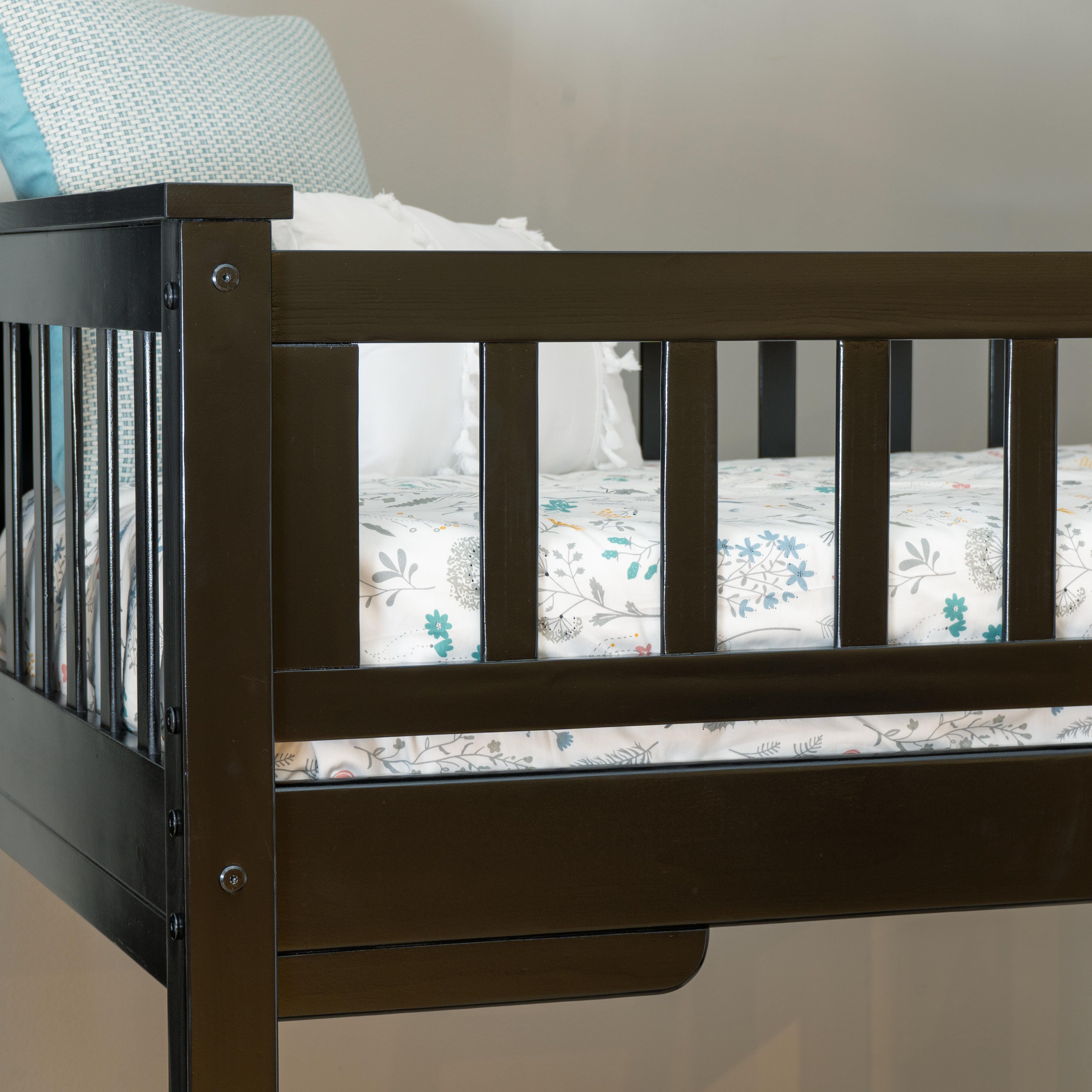 Linon Cale Twin Loft Bed with Storage, Black, large