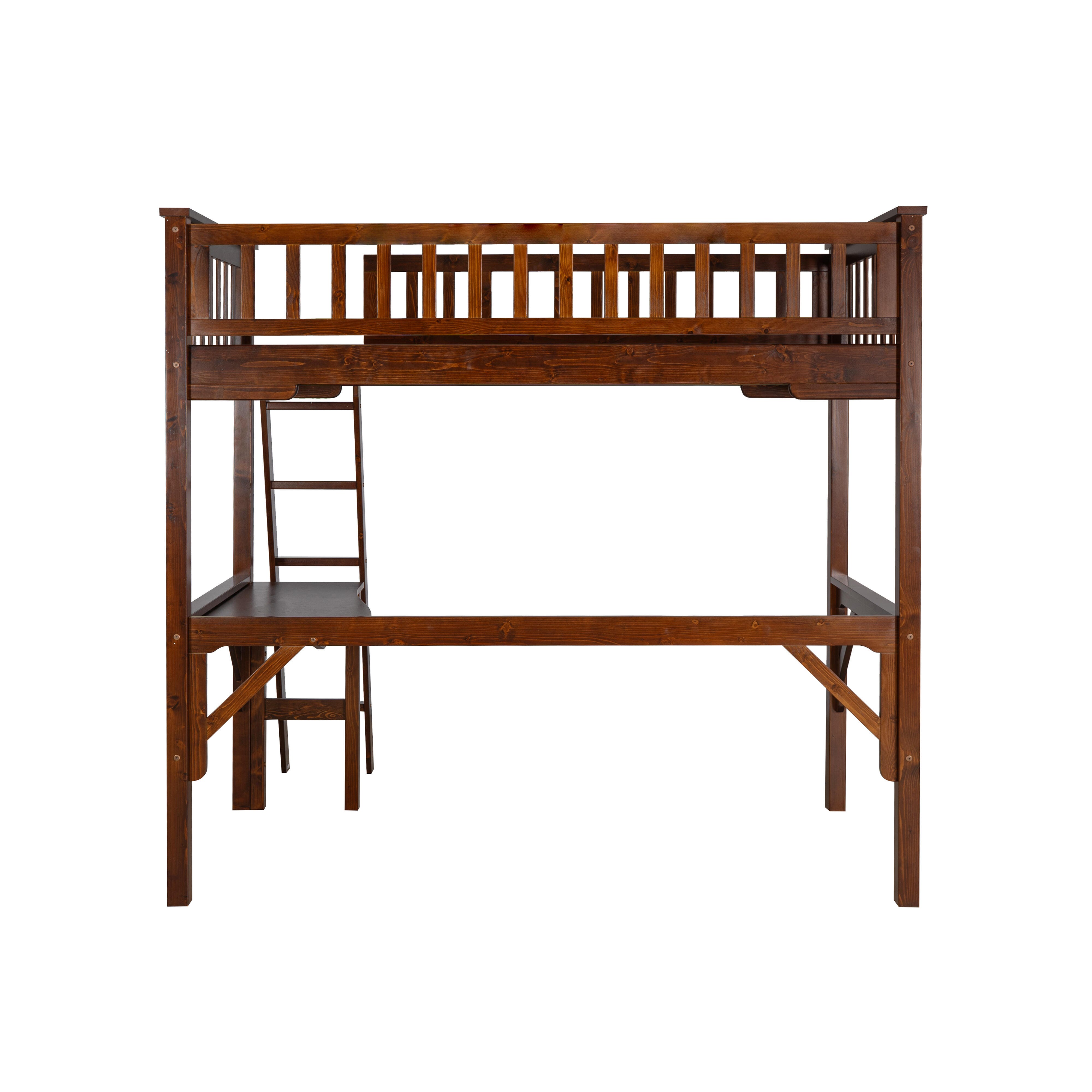 Linon Cale Twin Loft Bed with Storage, Espresso, large