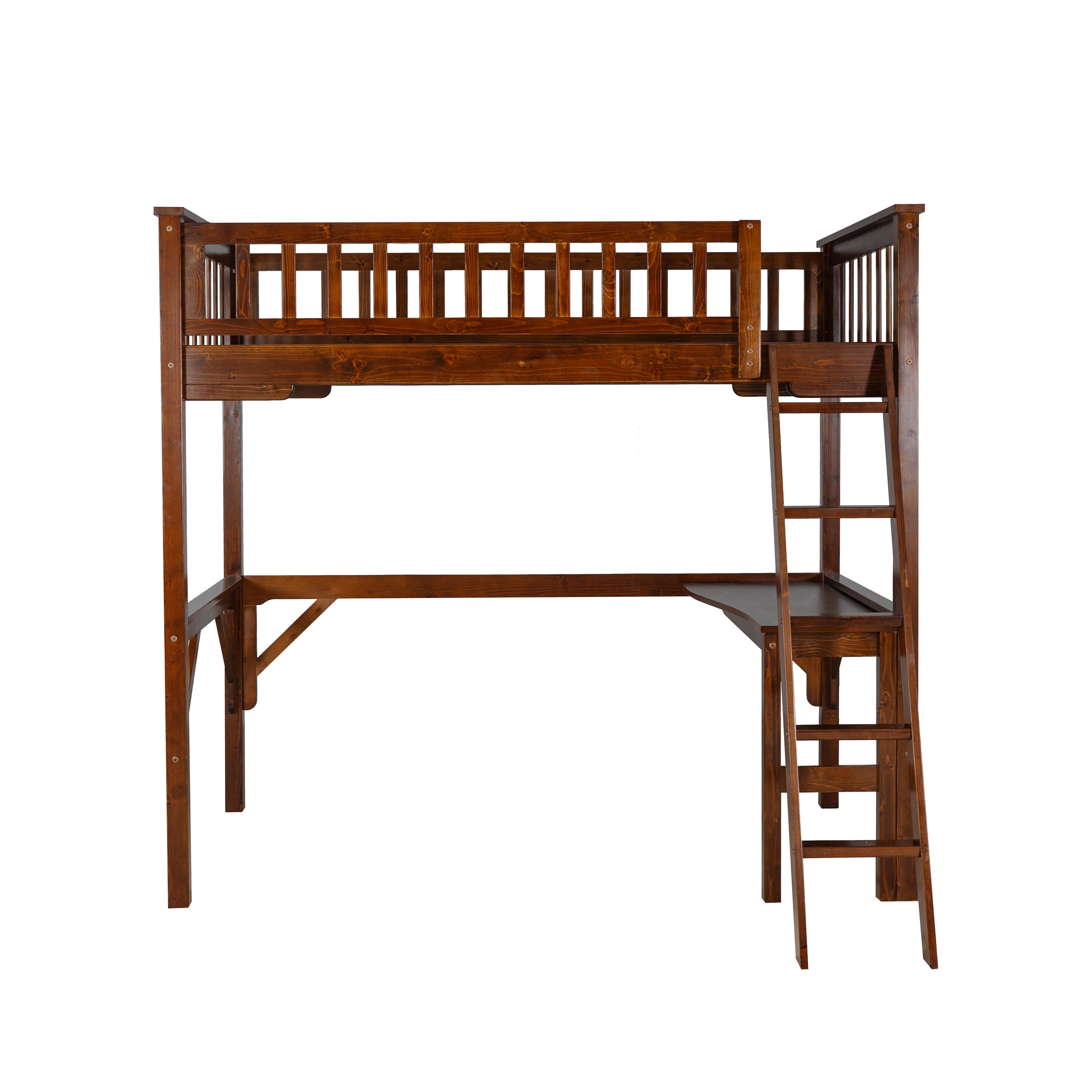 Linon Cale Twin Loft Bed with Storage, Espresso, large