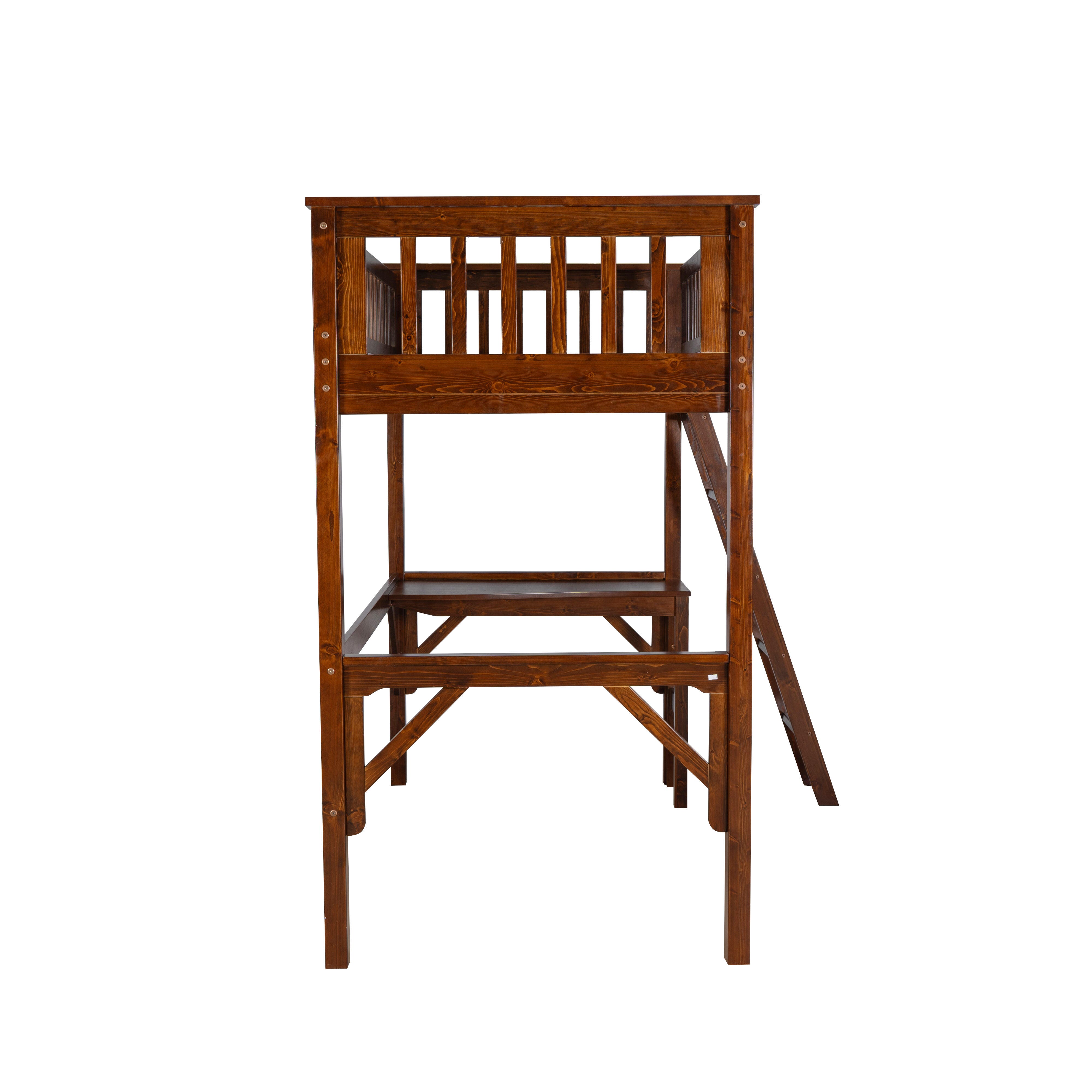 Linon Cale Twin Loft Bed with Storage, Espresso, large