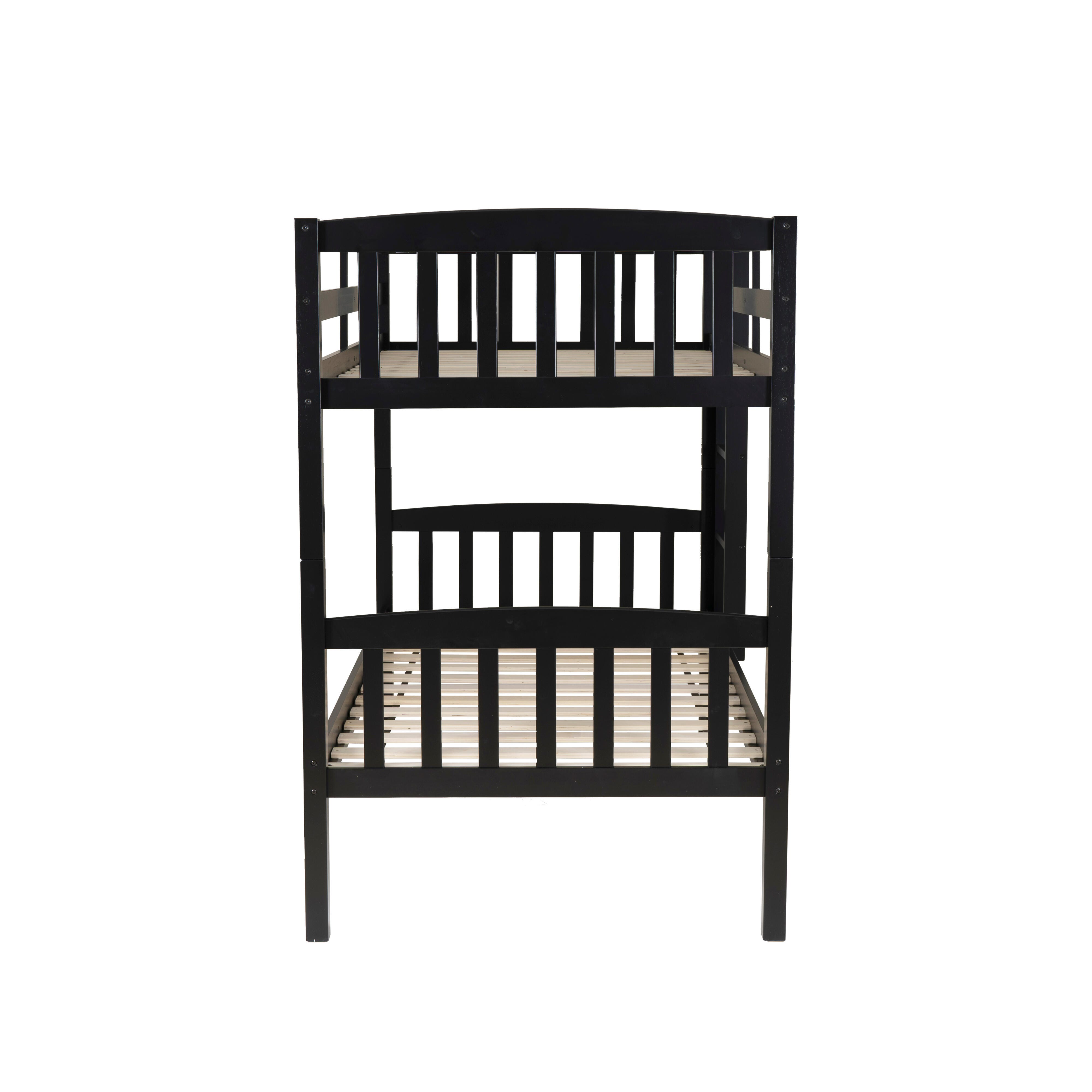Linon Lyra Twin Bunk Bed, Black, large