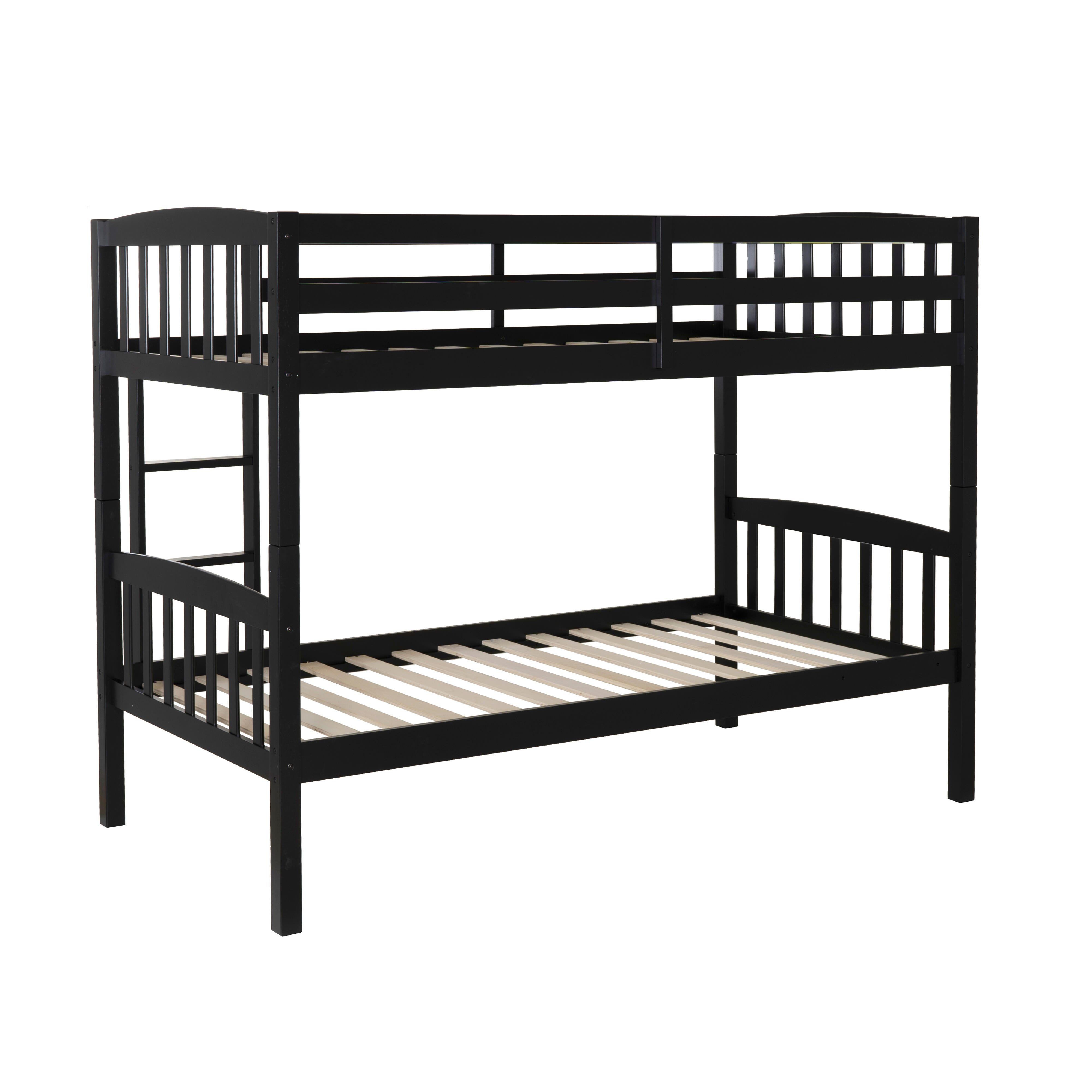 Linon Lyra Twin Bunk Bed, Black, large