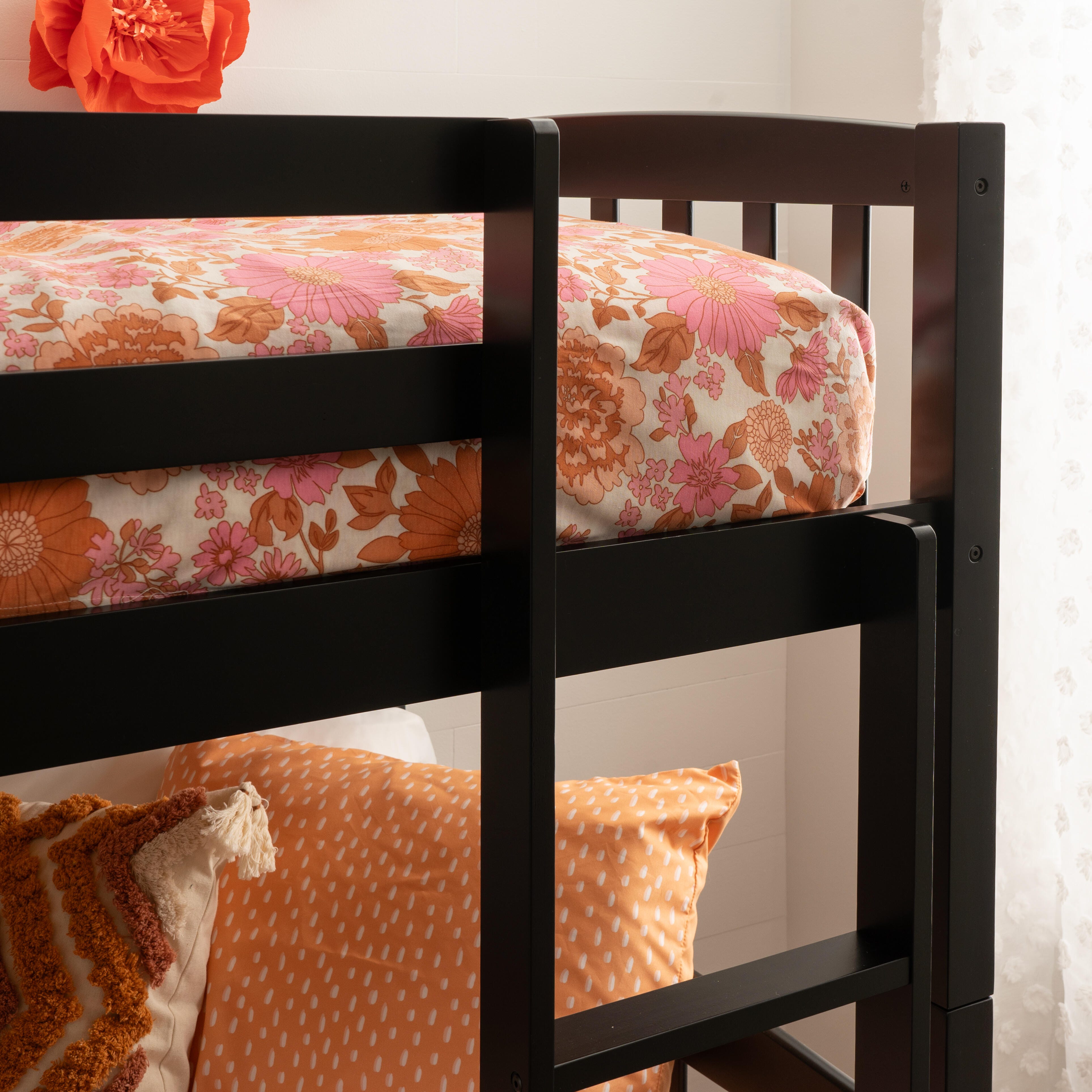 Linon Lyra Twin Bunk Bed, Black, large