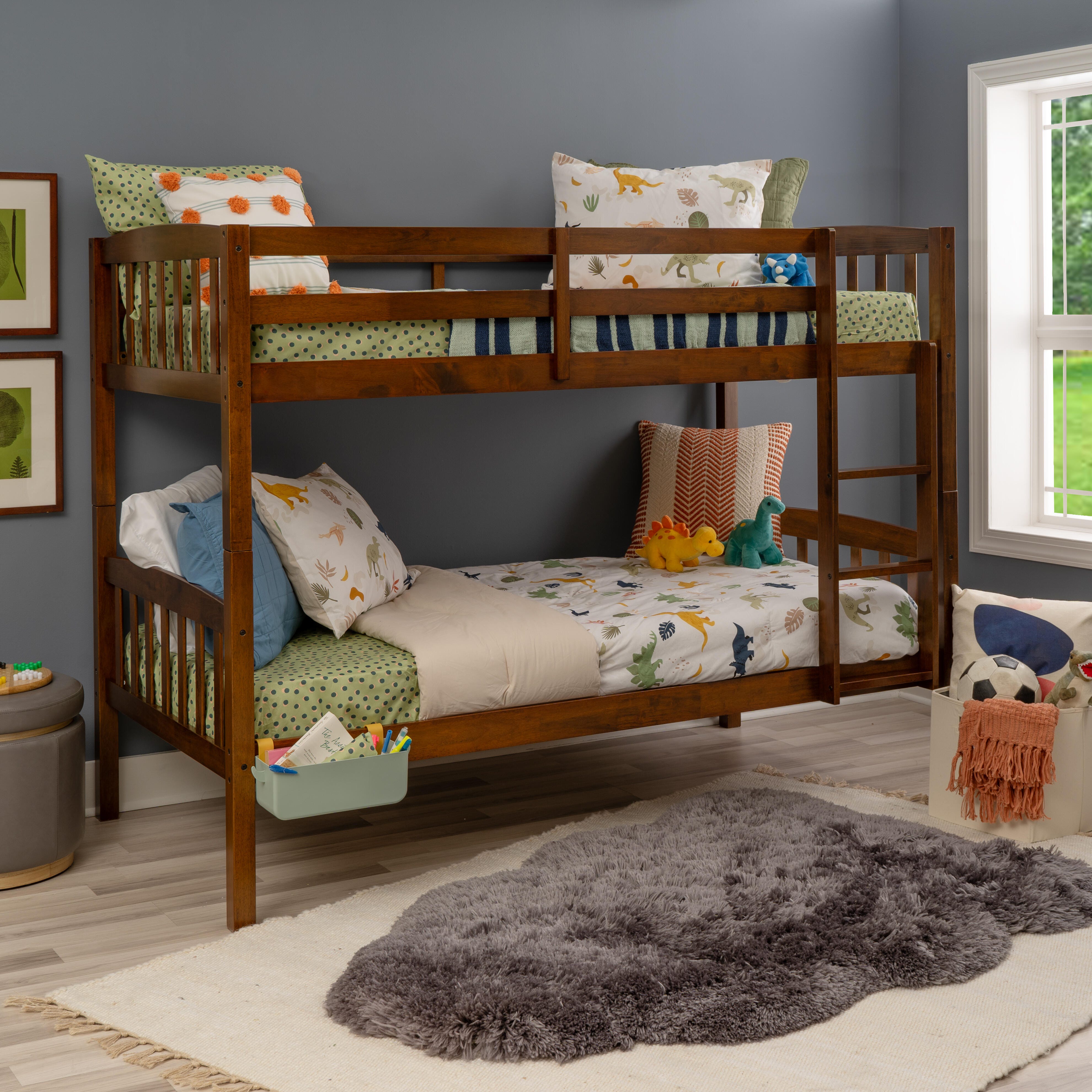 Linon Lyra Twin Bunk Bed, Oak, large