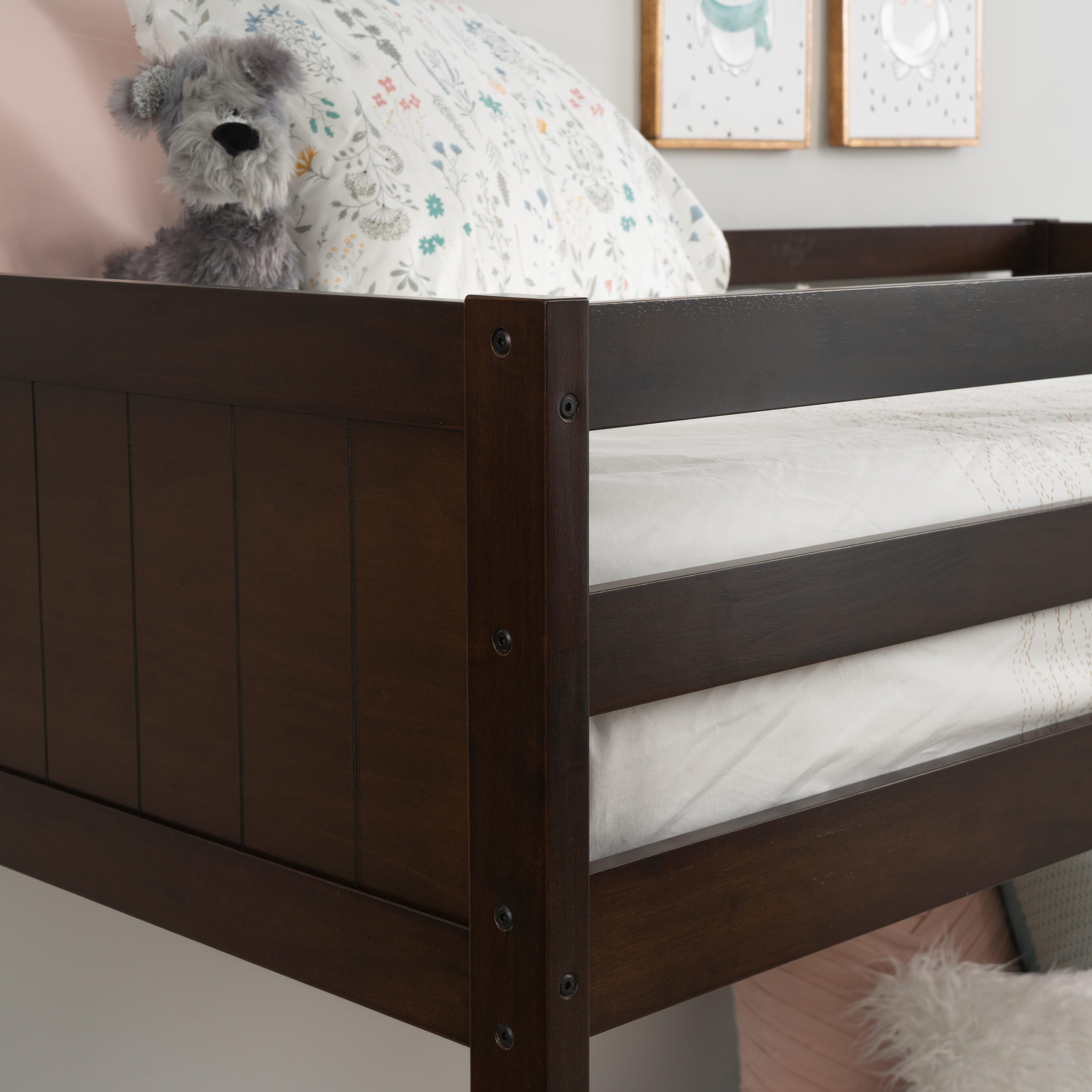 Linon Quinn Twin Bunk Bed, Espresso, large