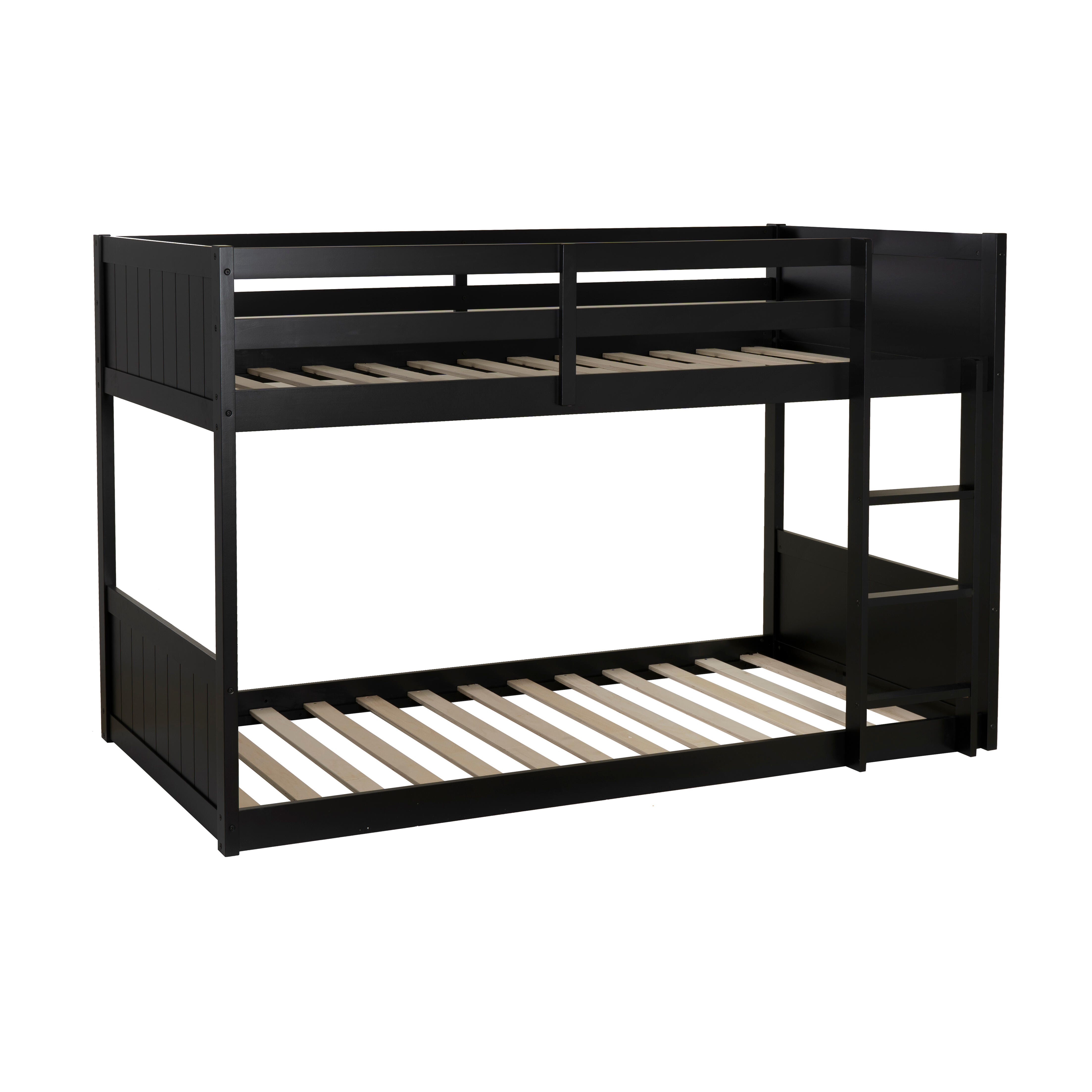 Linon Quinn Twin Bunk Bed, Black, large