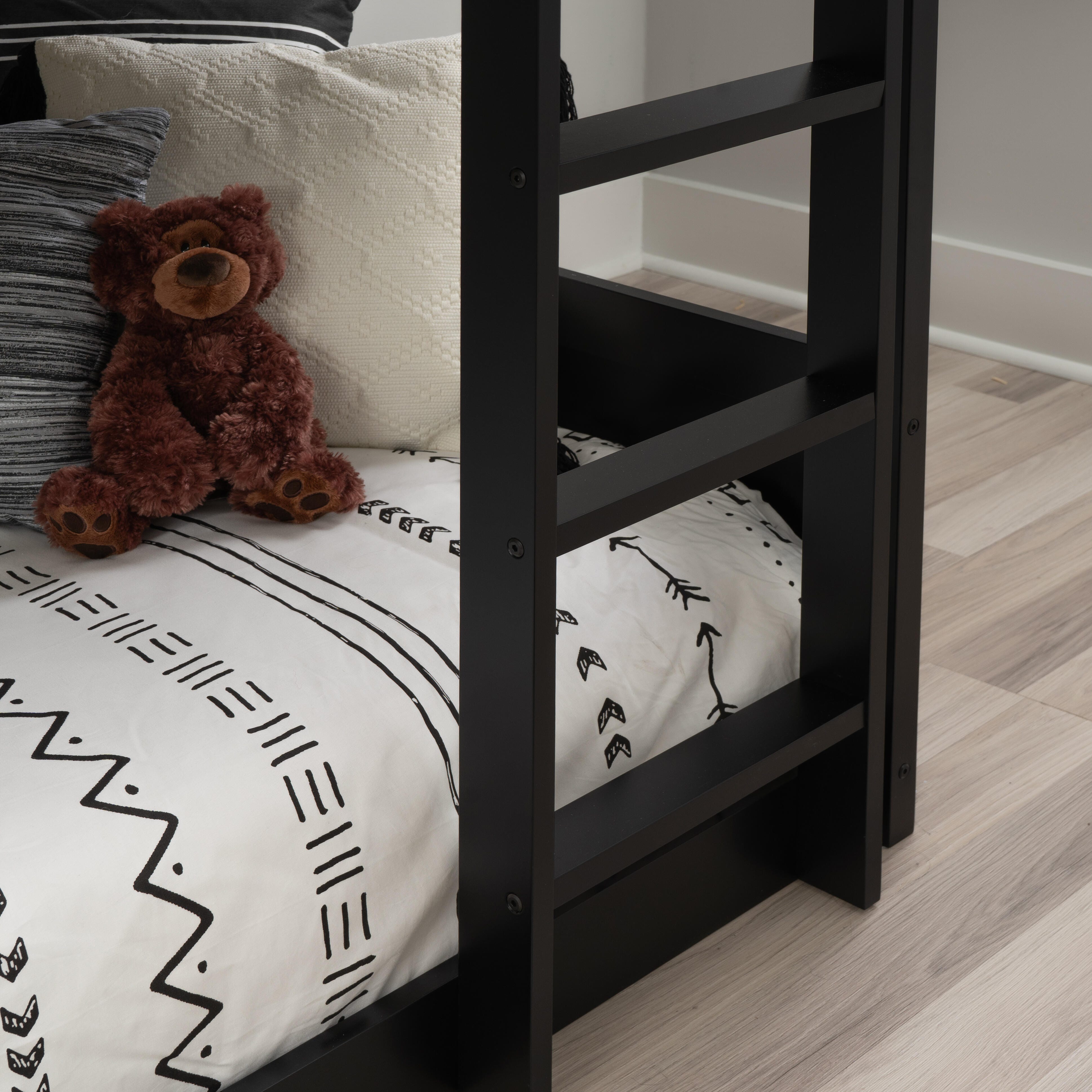 Linon Quinn Twin Bunk Bed, Black, large