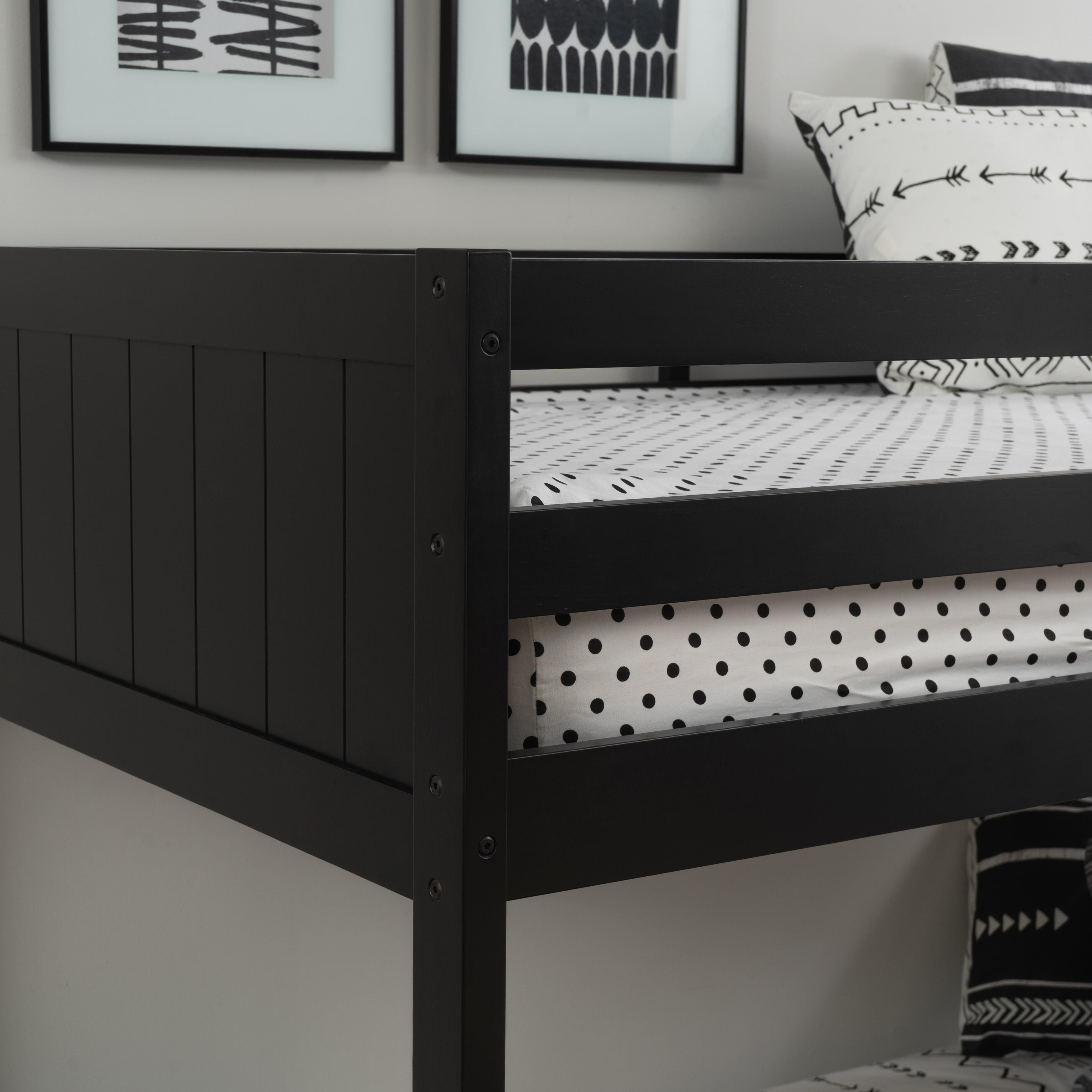 Linon Quinn Twin Bunk Bed, Black, large