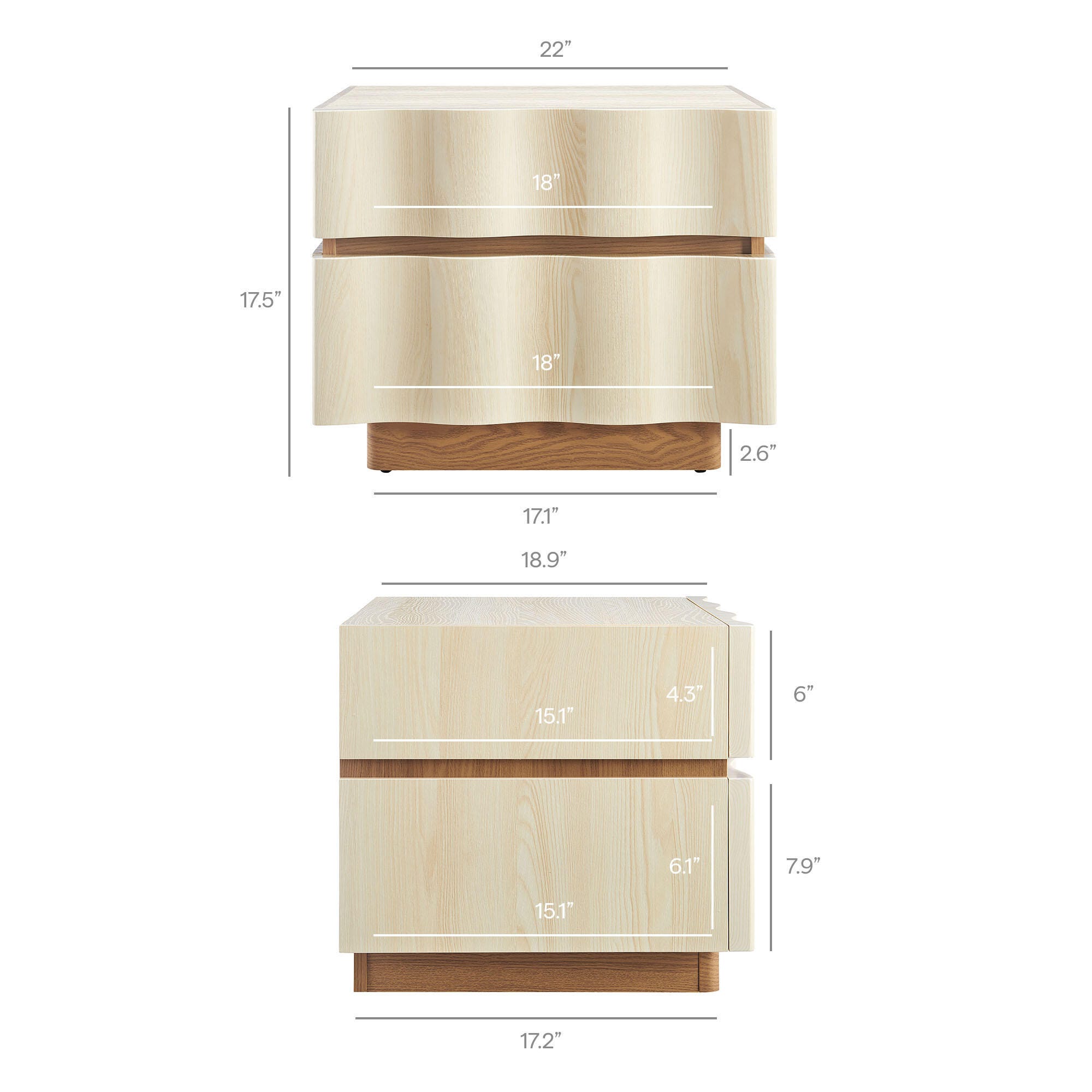 Modway Isola 22" 2 Drawer Nightstand, Light Oak, large
