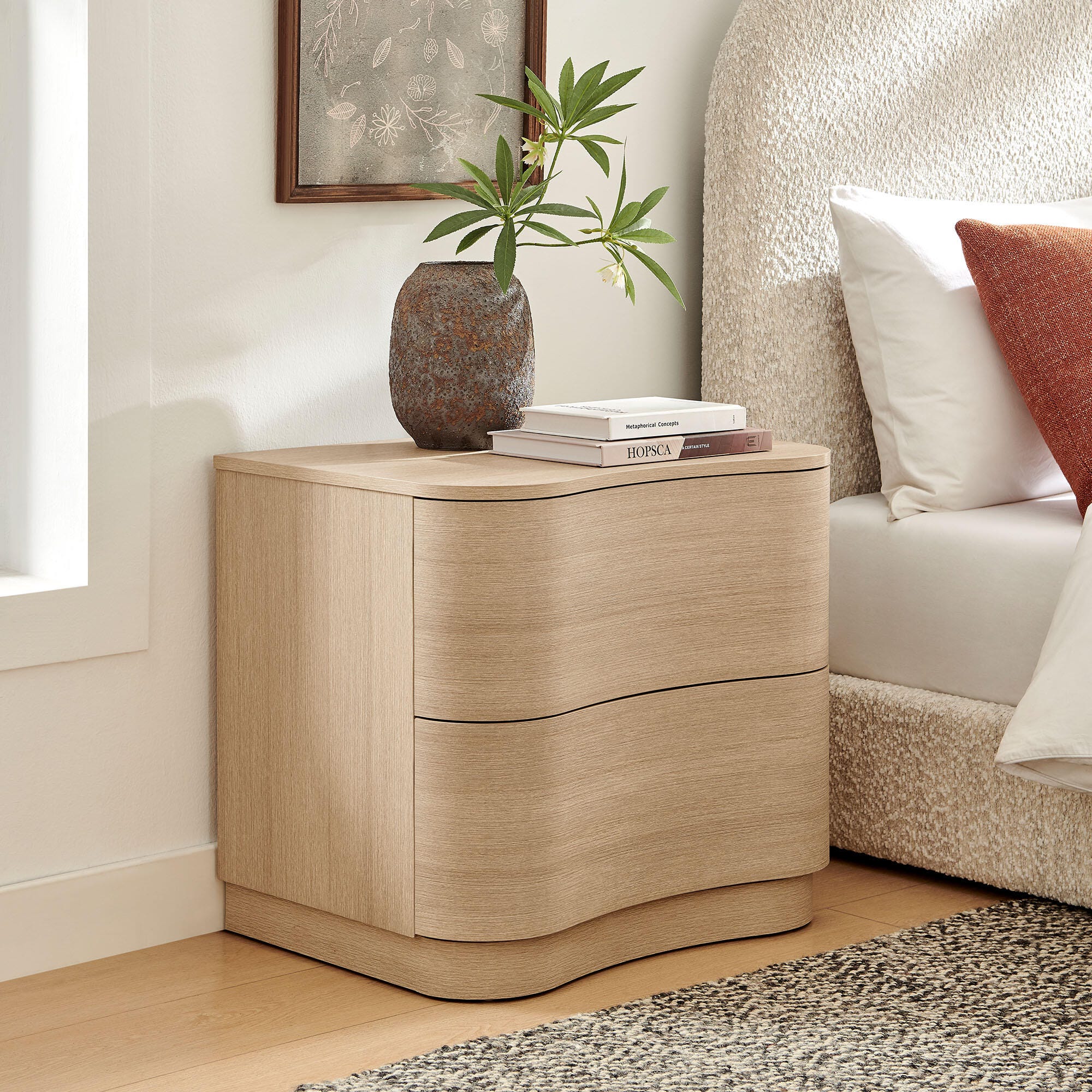 Modway Mirae 24" 2 Drawer Nightstand, Sand Oak, rollover